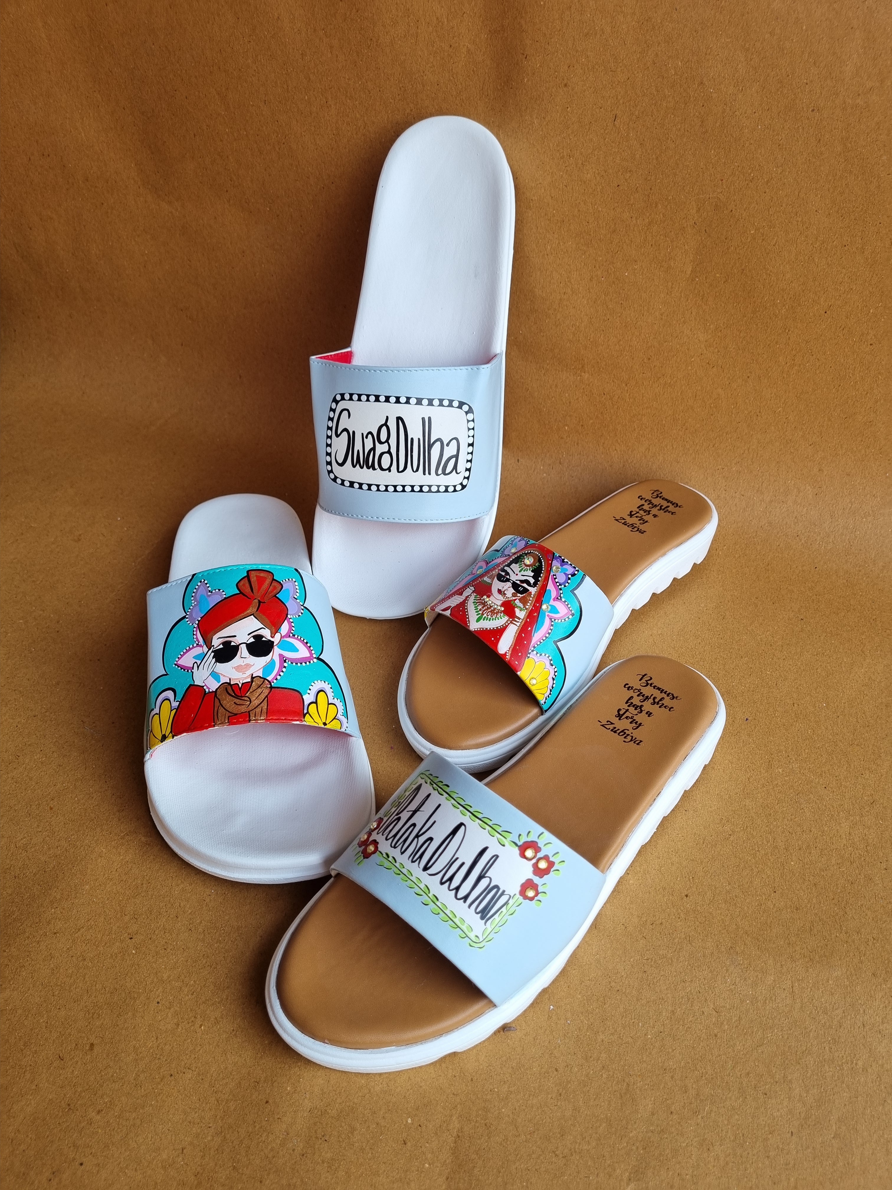 Powder blue Sliders swag couple flats combo