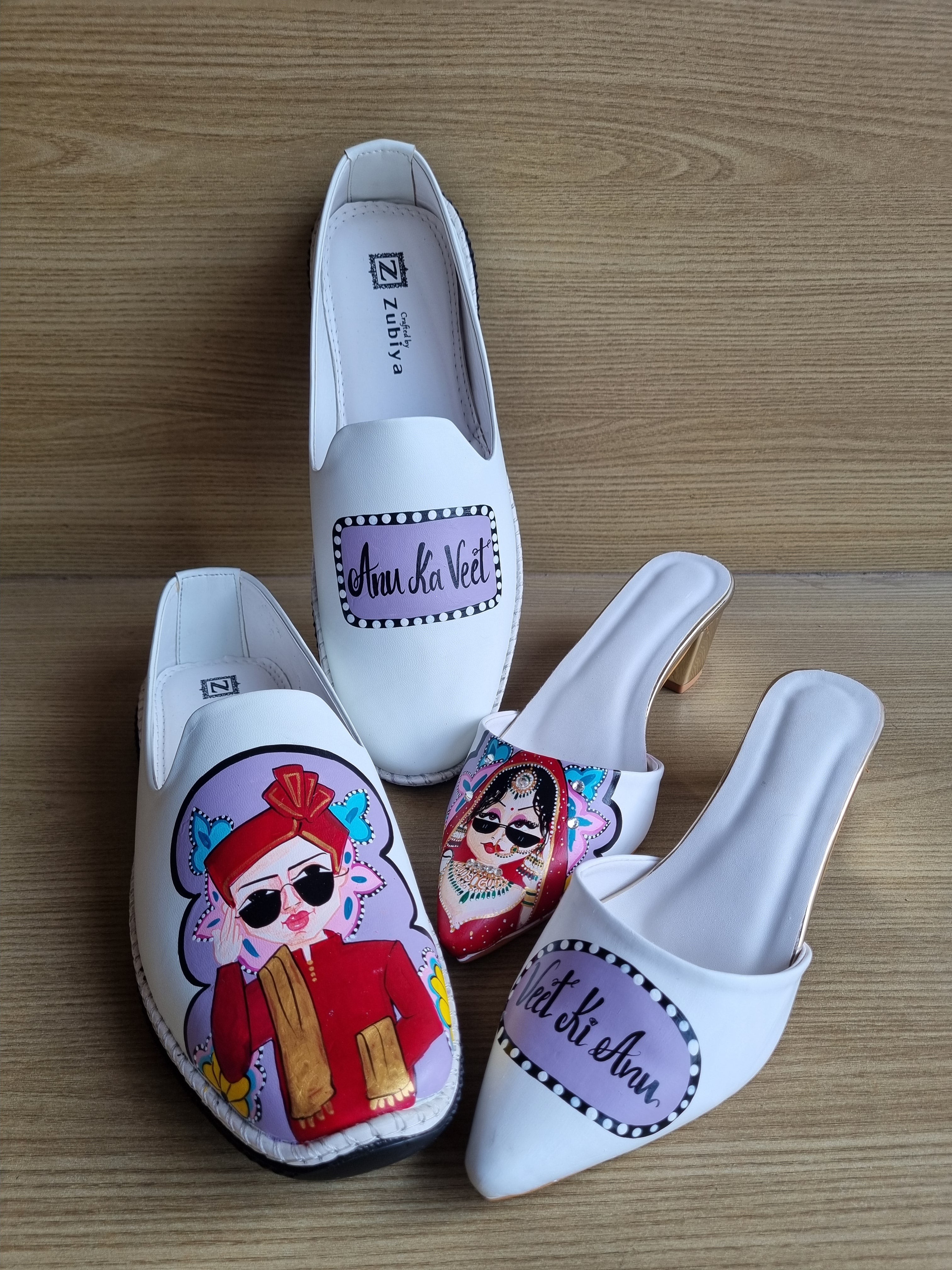 White lilac  men’s Mojris -2 inch mules couple combo