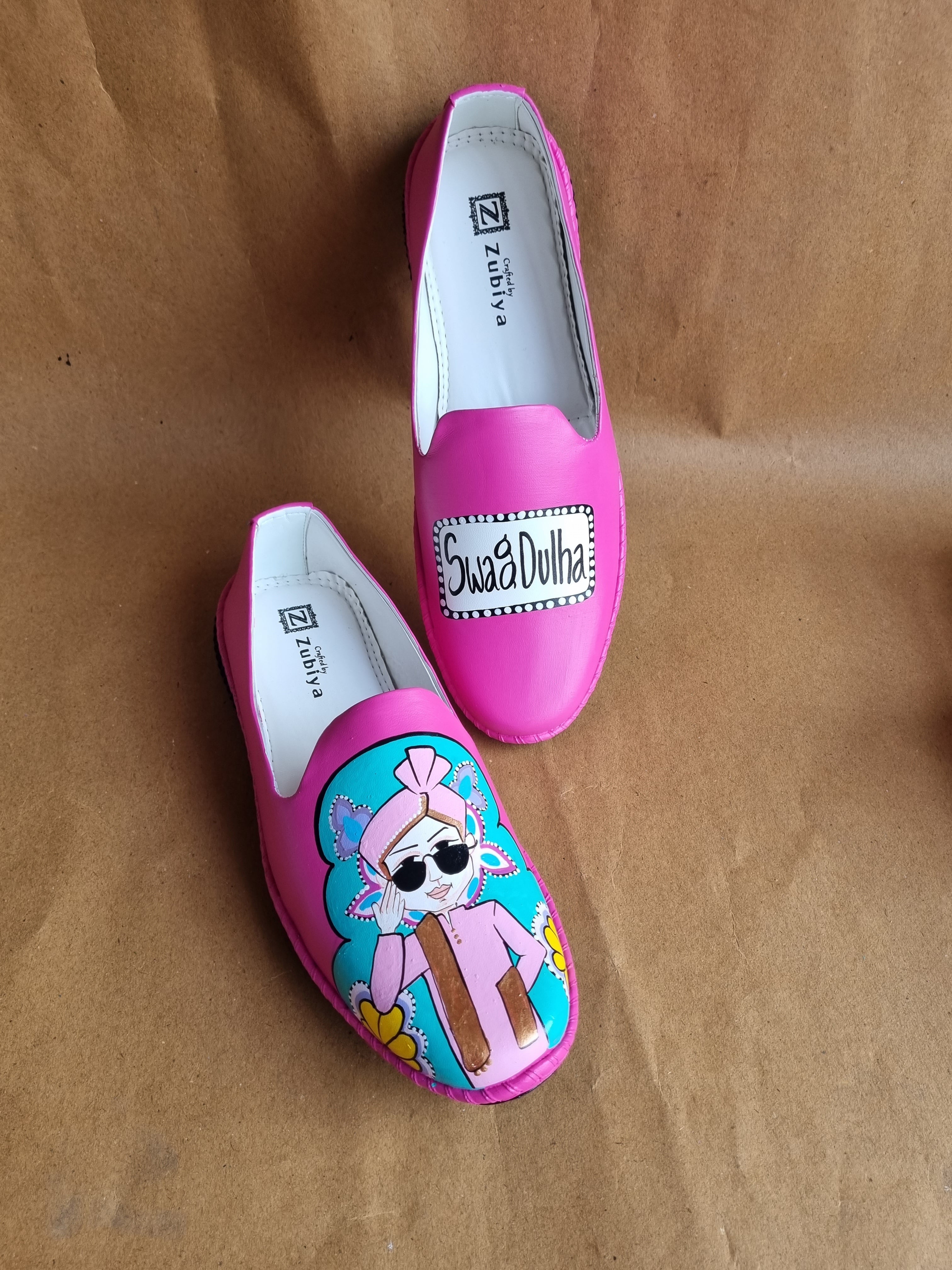 hot pink men’s Mojris - 2.5 inch golden wedges couple combo