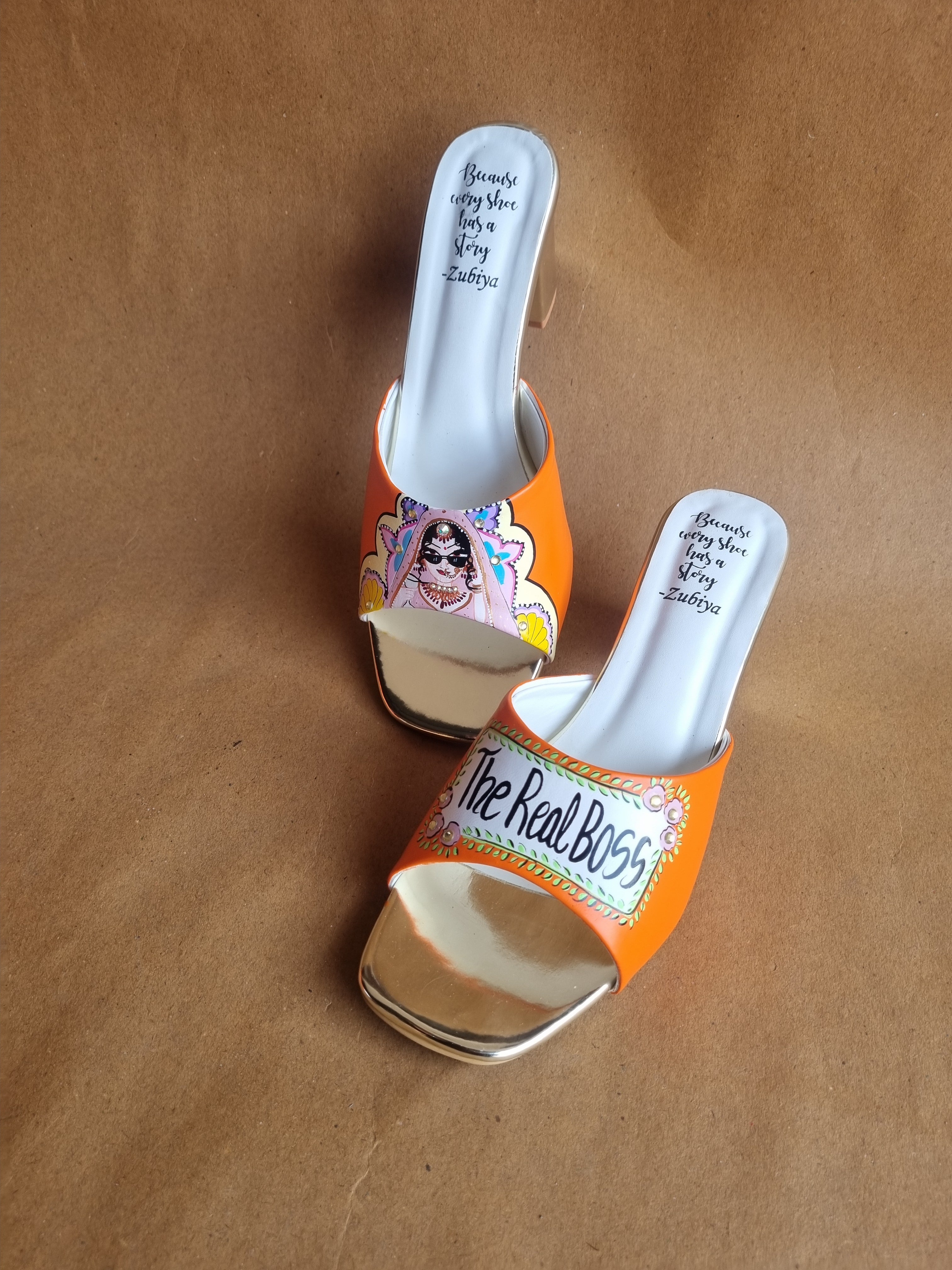 Orange 3”inch heels- mens mojri swag couple combo