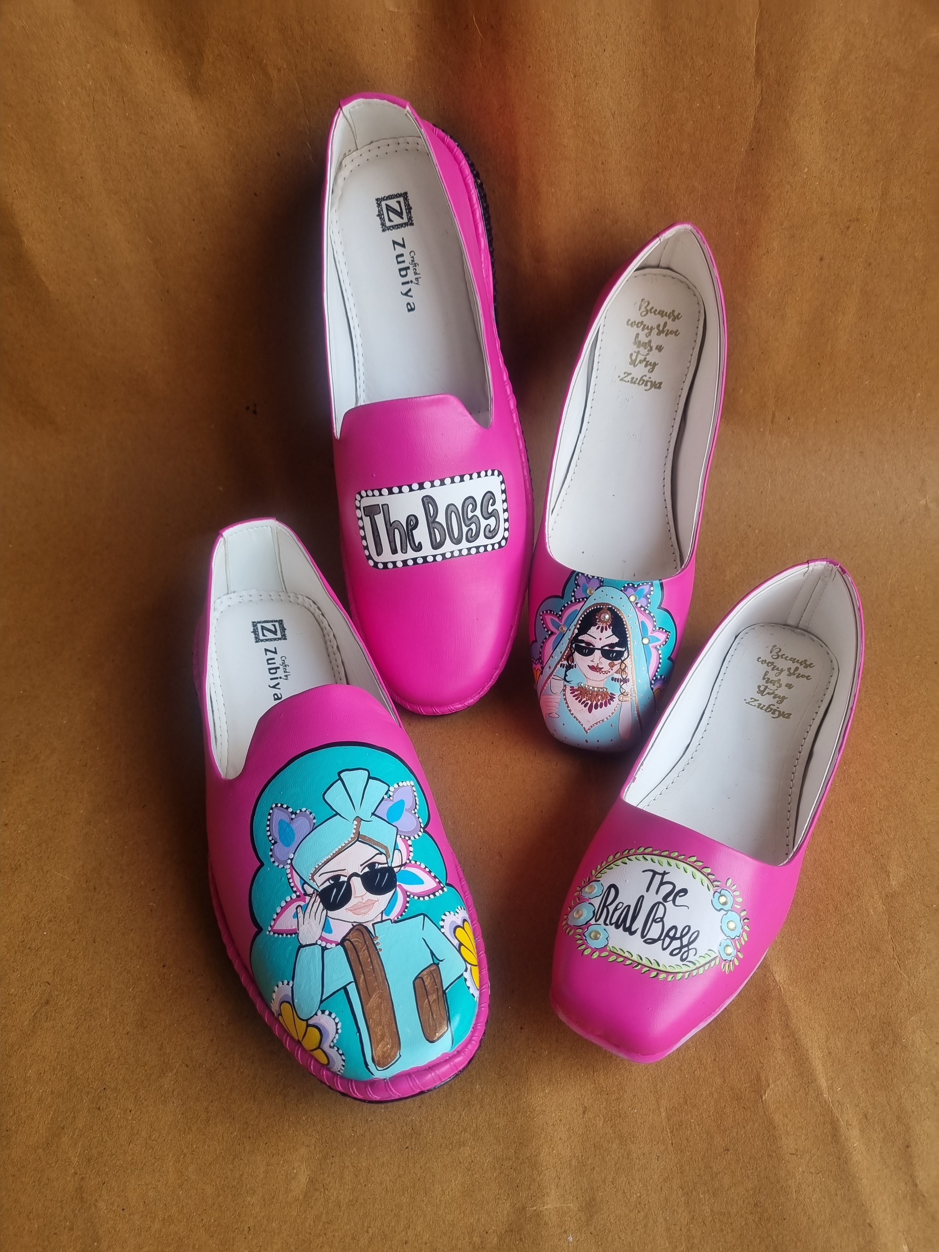 Hot pink boss juttis couple combo