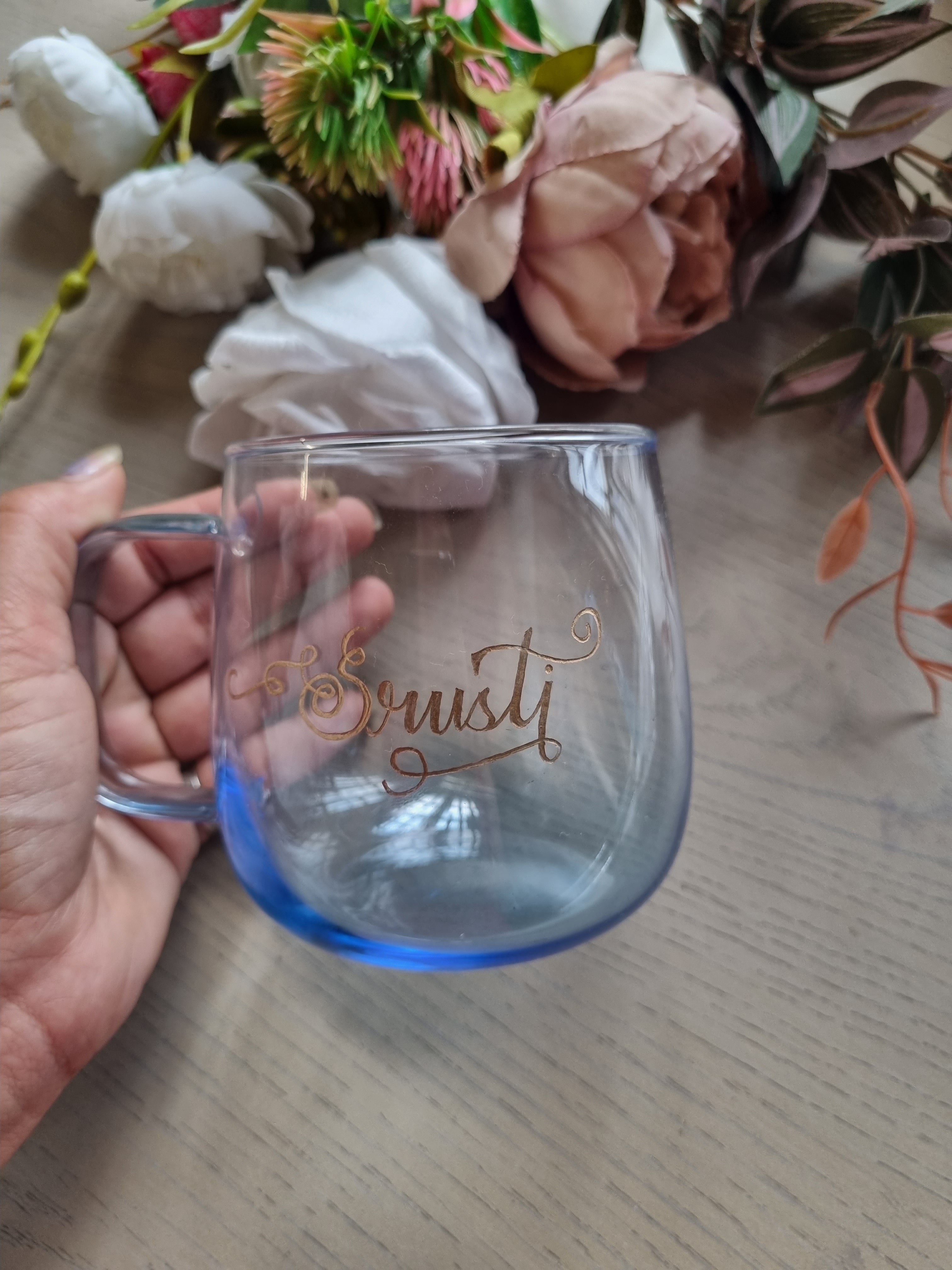 Blue ombre Engraved coffee mug(microwave safe)