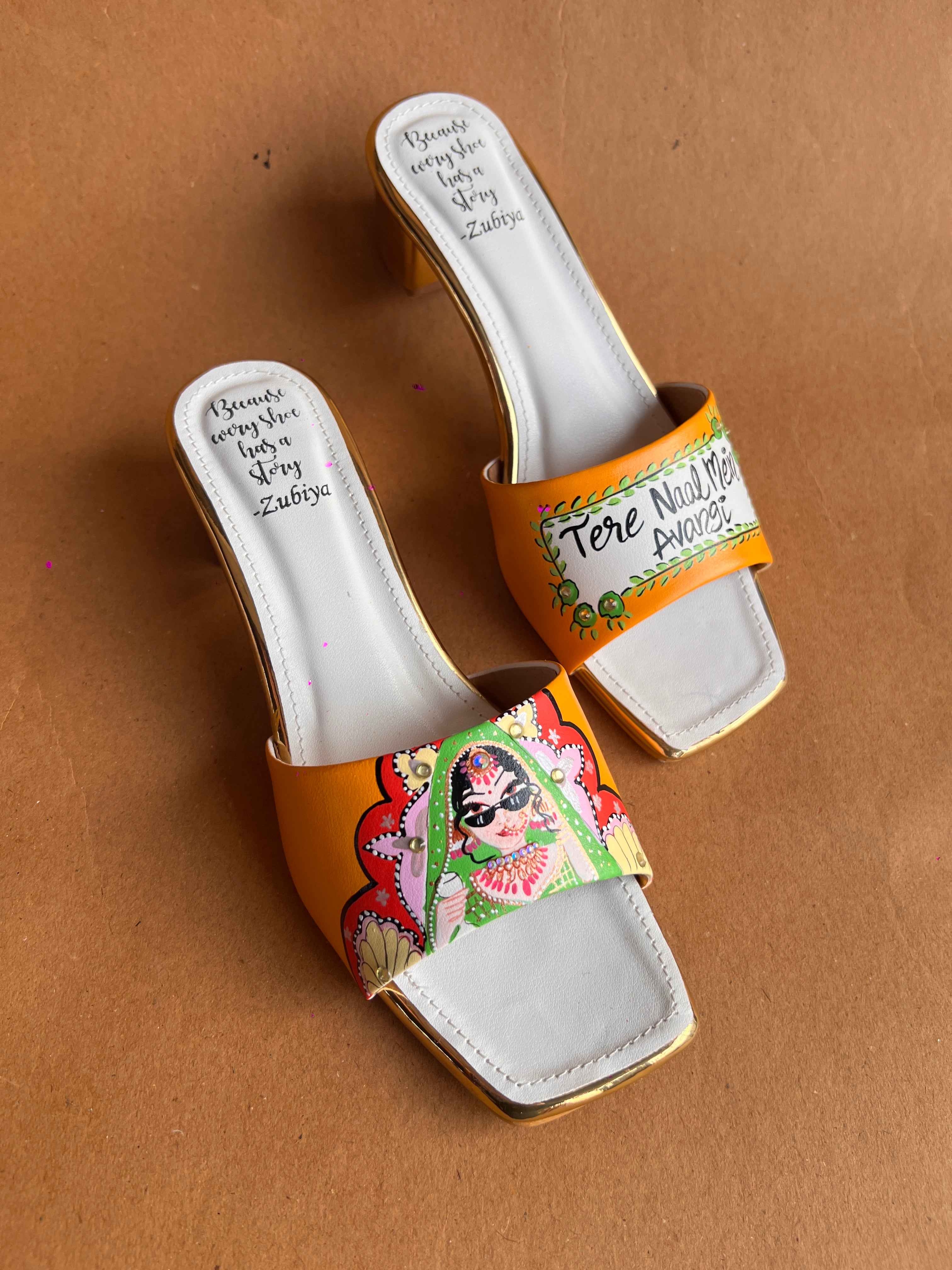 Orangish yellow swag dulhan Artwork Heels