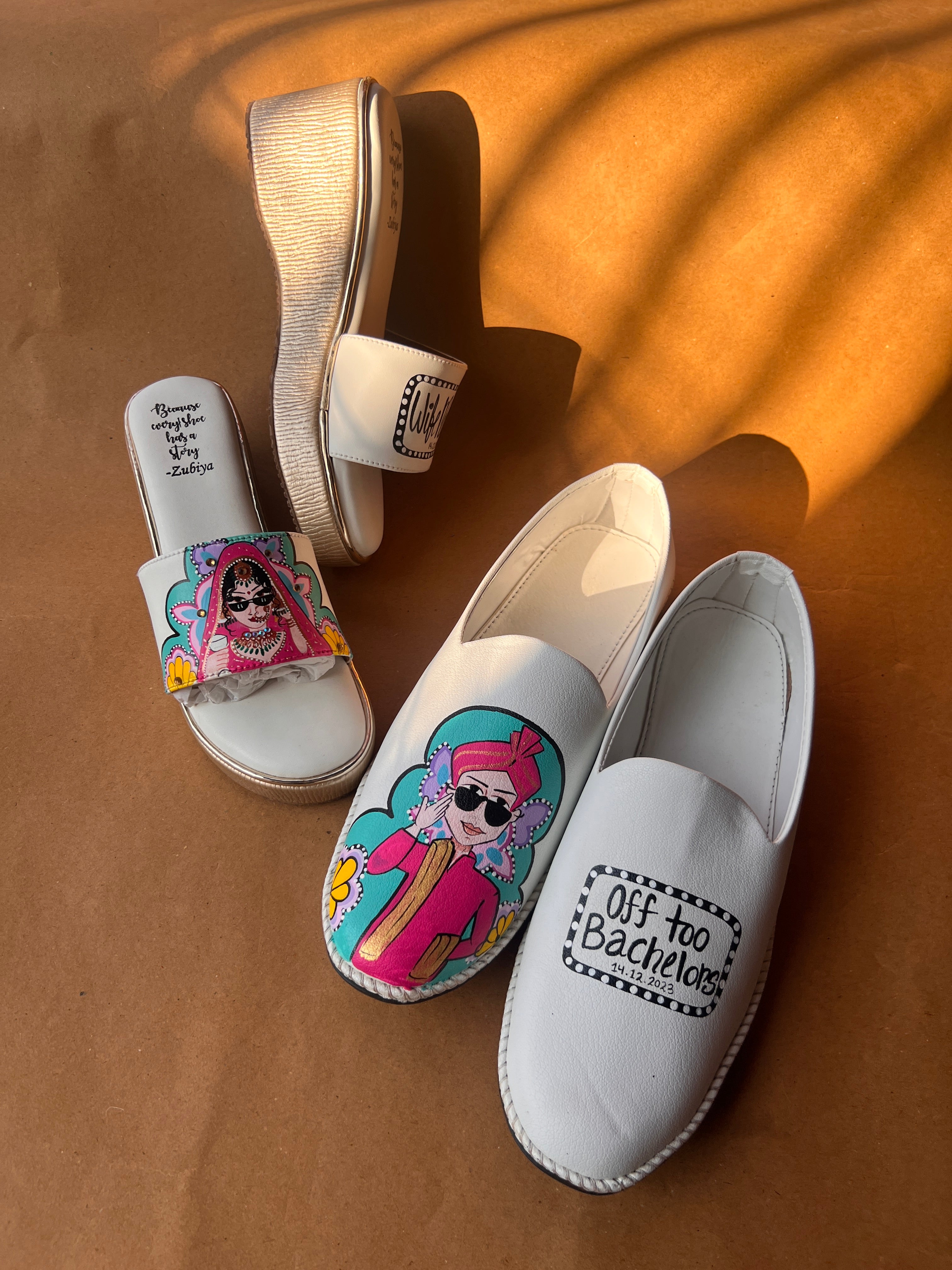 White men’s Mojris - 3 inch wedges couple combo