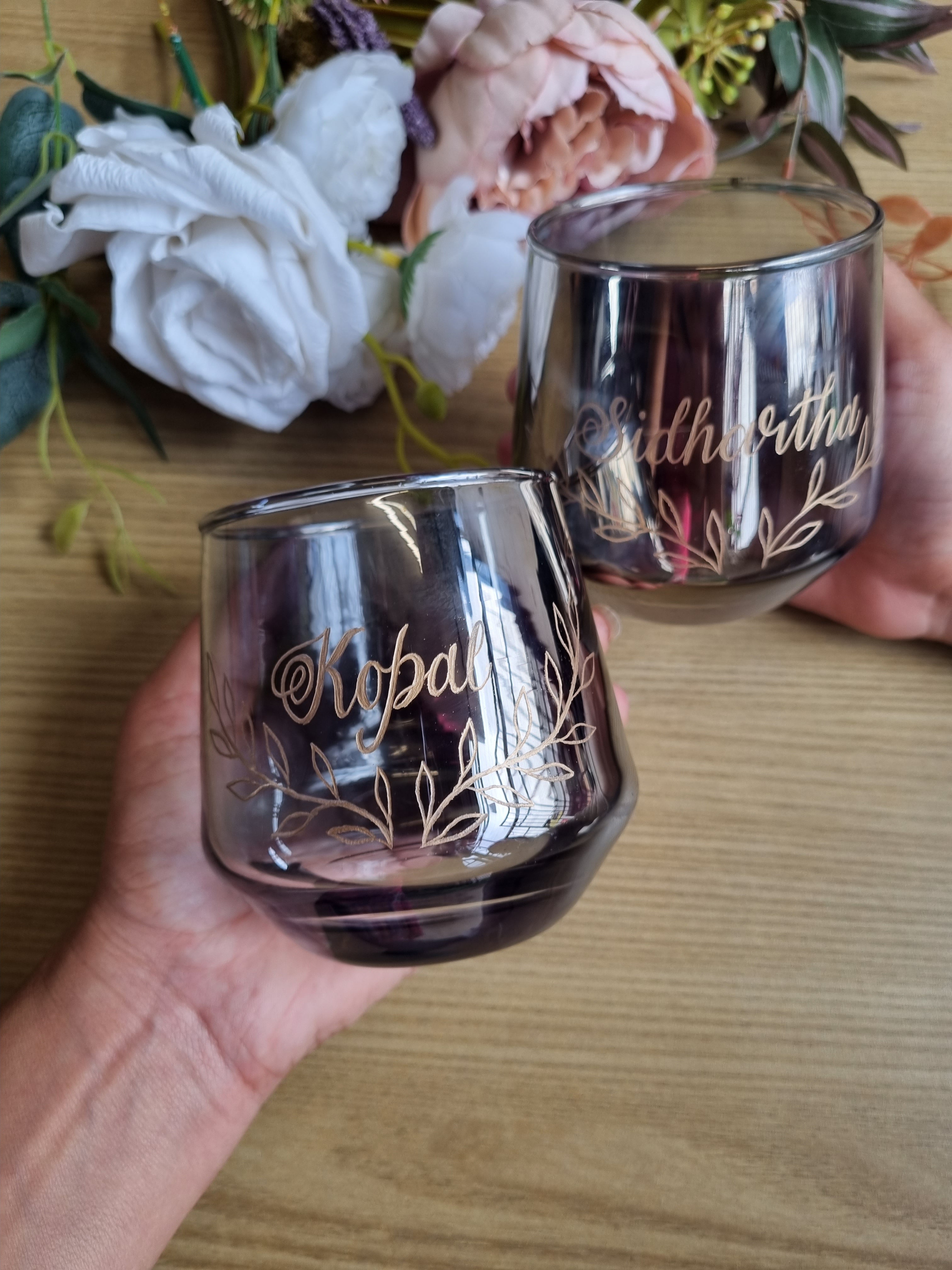 Set of 2 whiskey glass with Engraved name