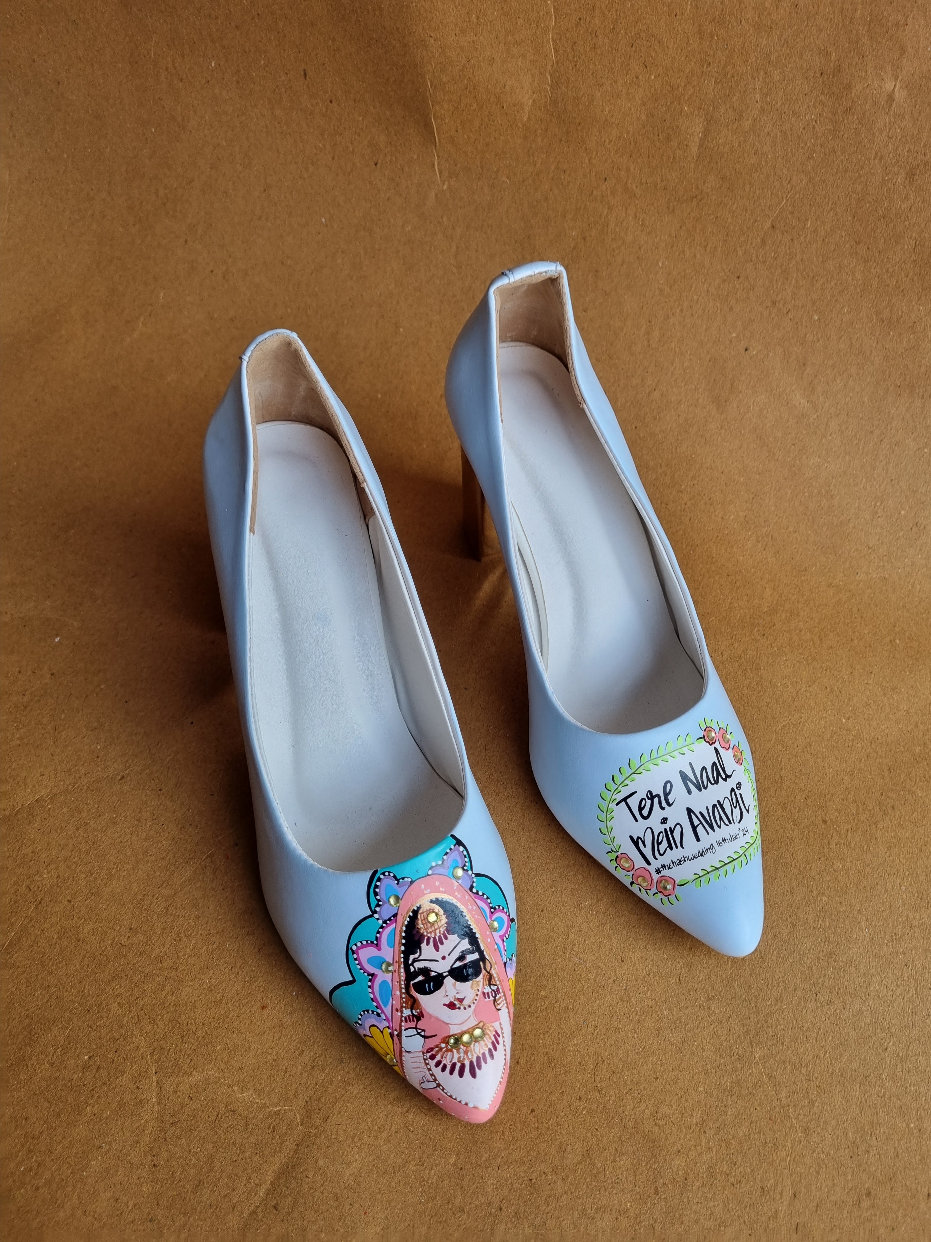 Powder blue MOJRI- block heel couple combo