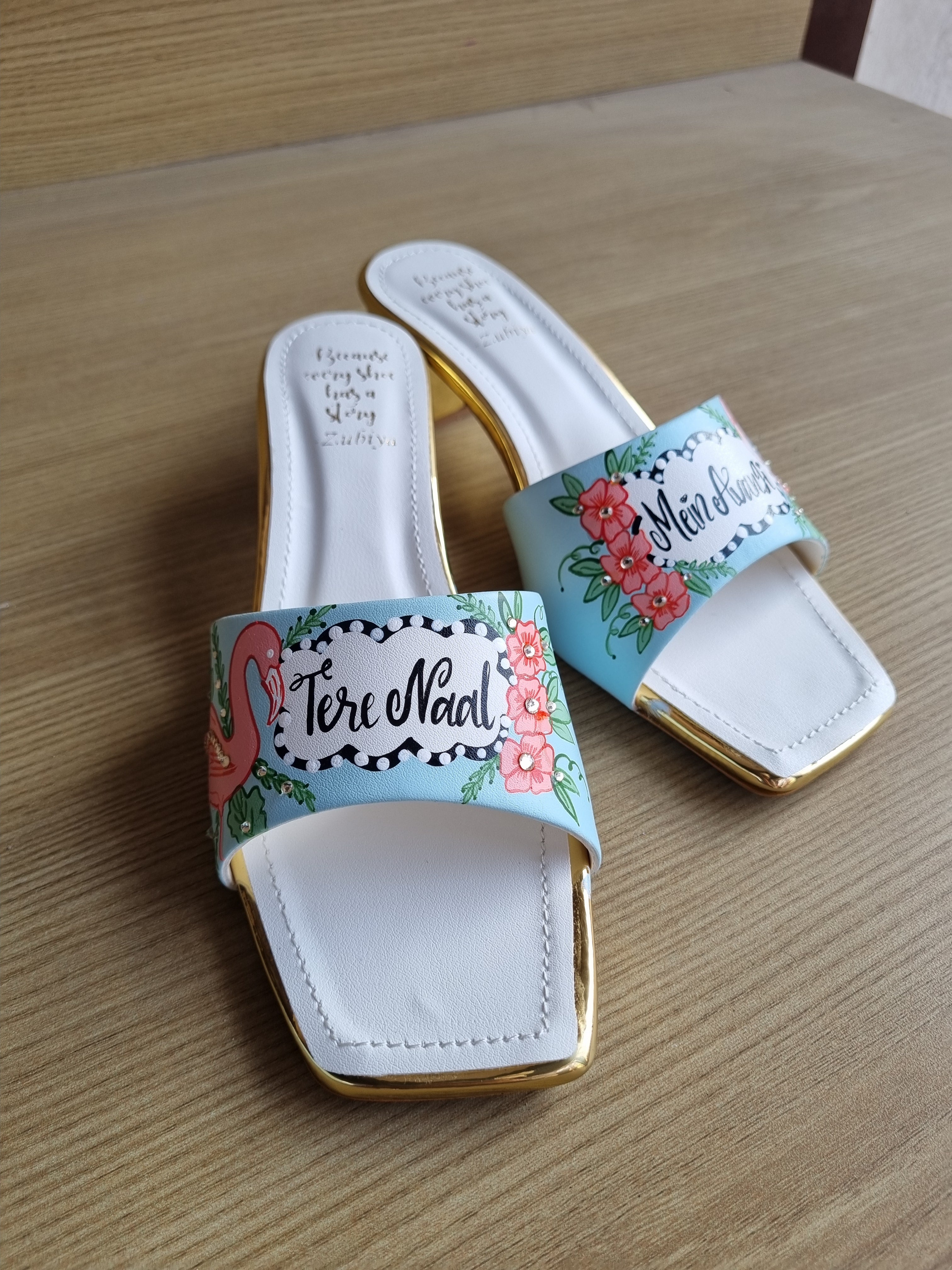 Chalk blue flamingo heels