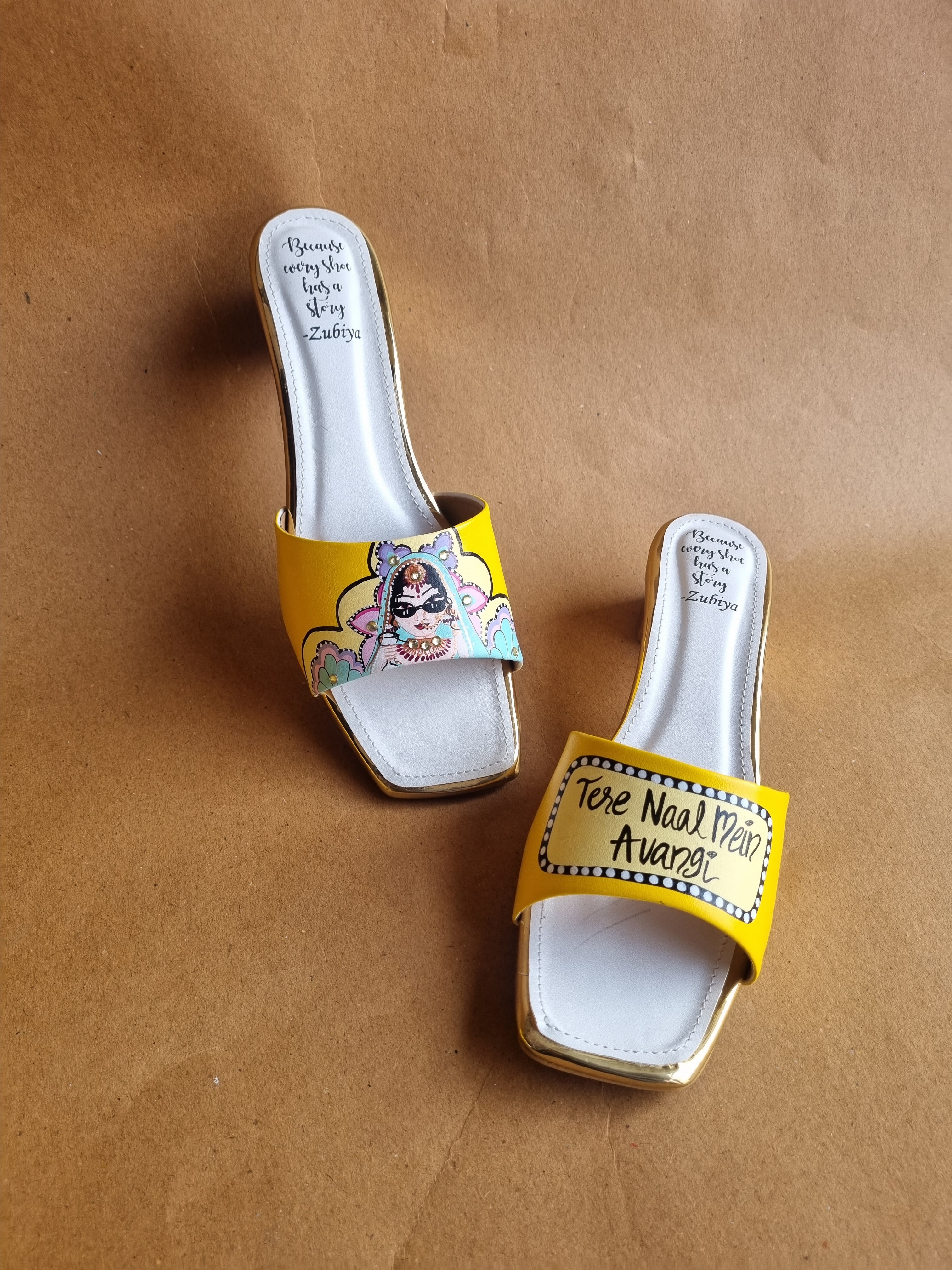 Yellow bridal Artwork Heels