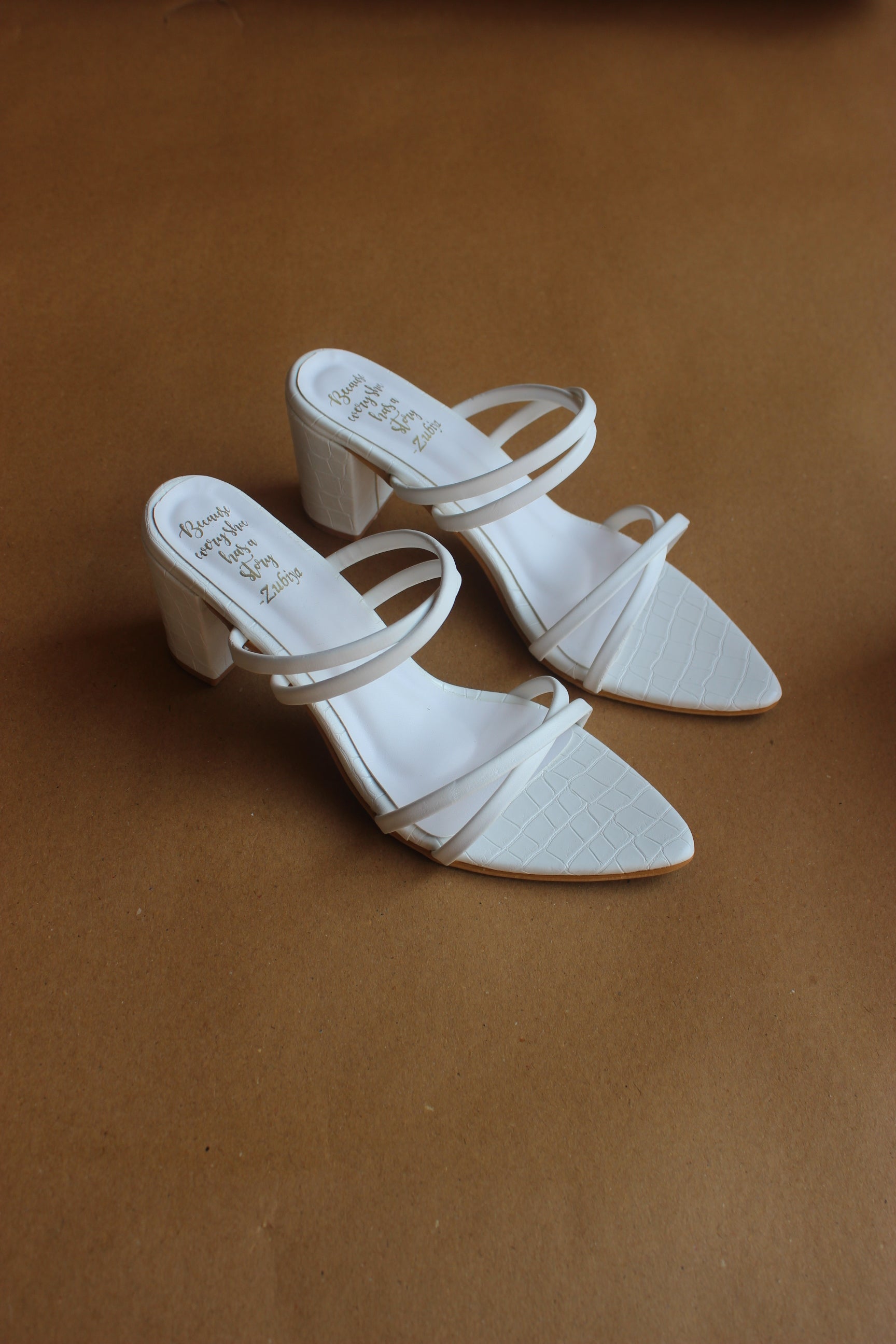 White pointed strappy heel