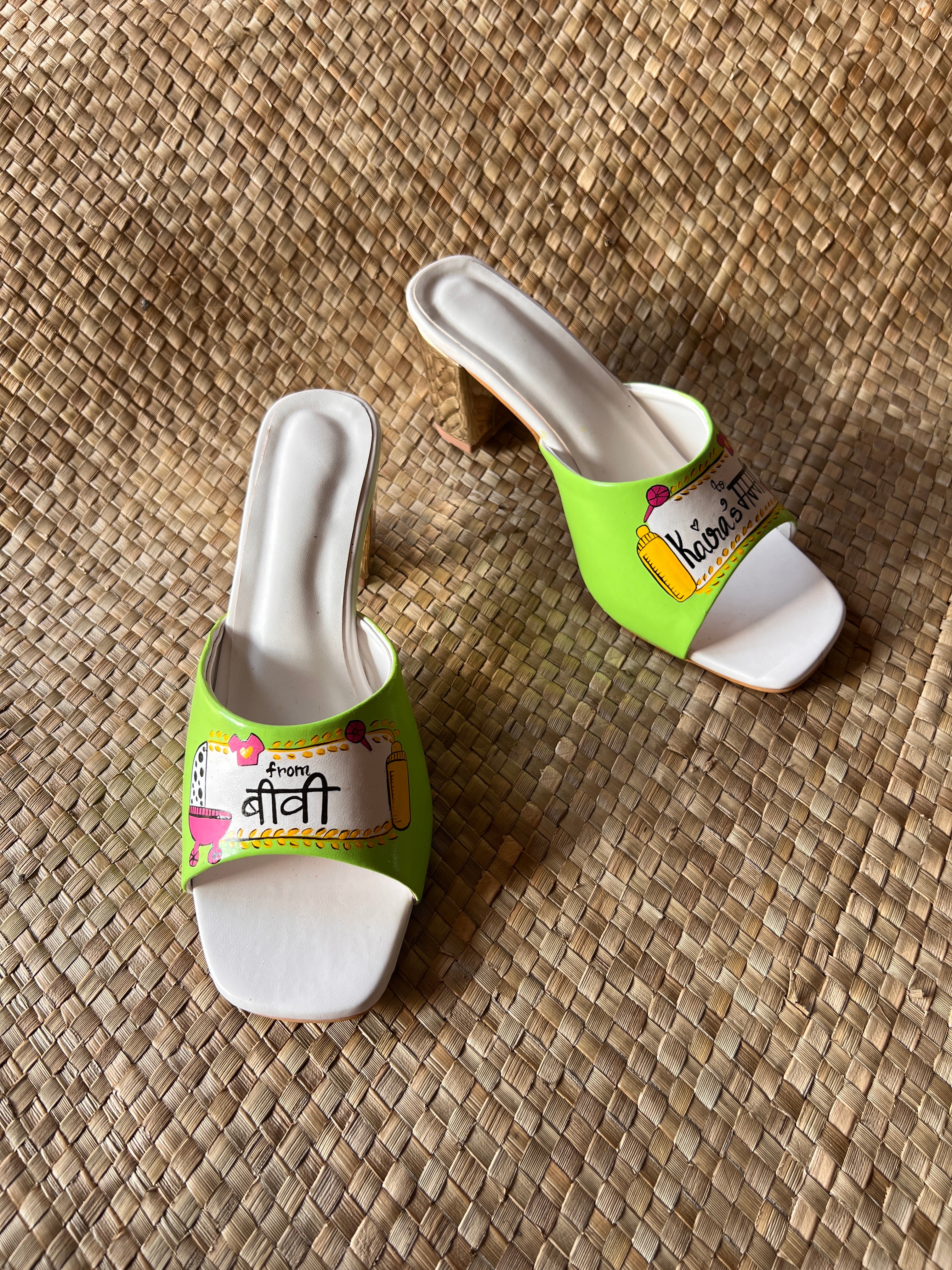 Mom to be neon green heels