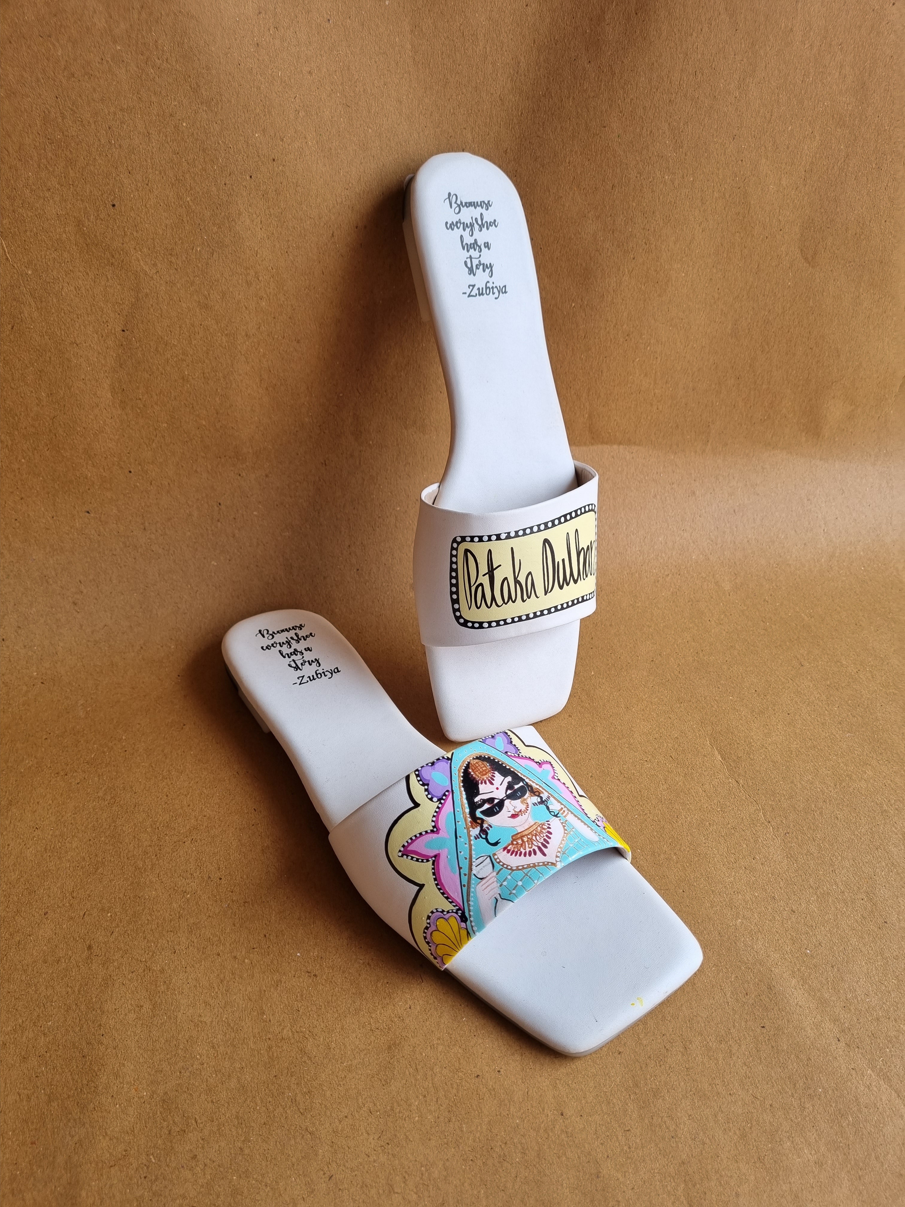 White sq toe swagger slides