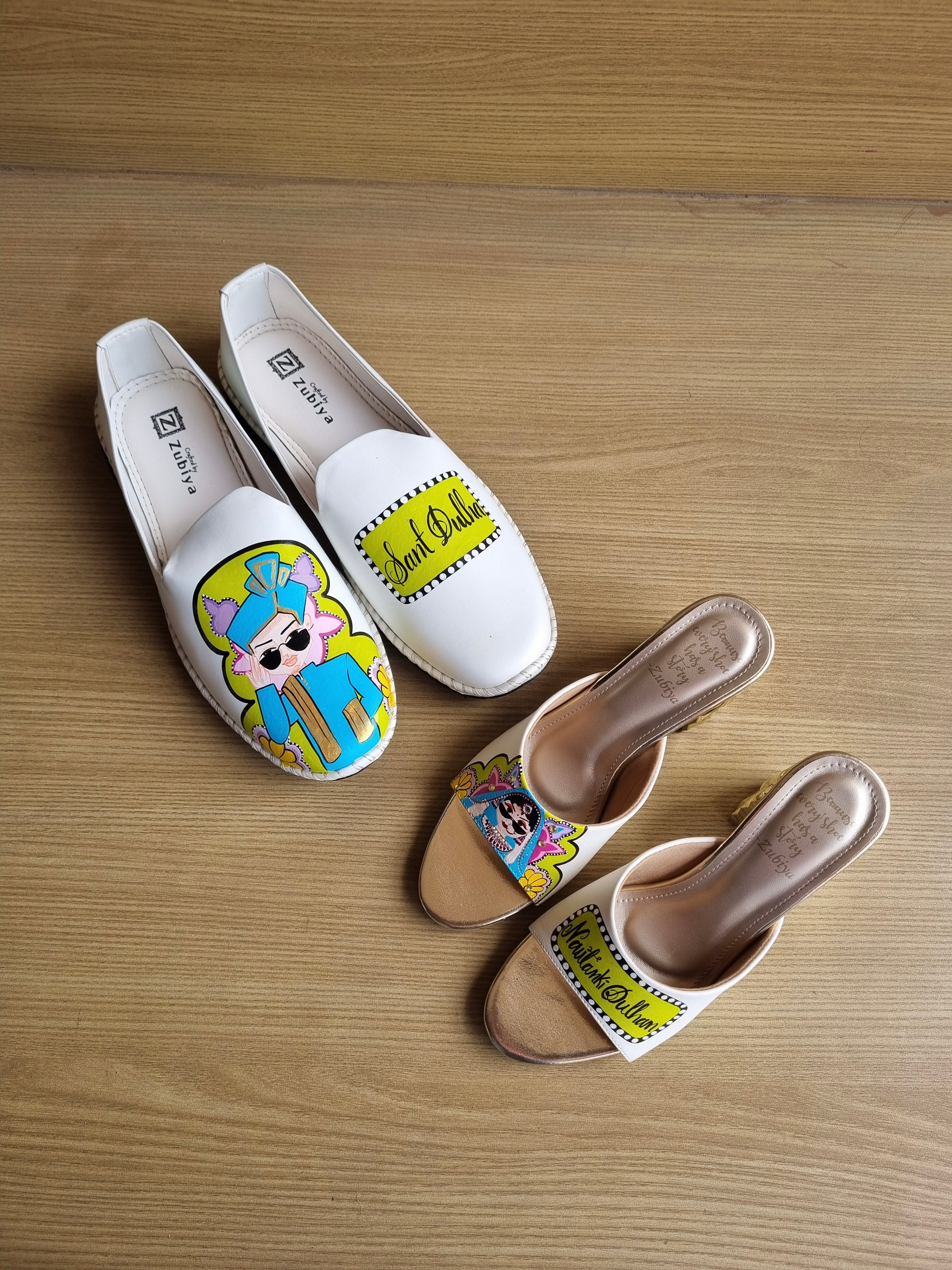 White bright green 3”inch heels- mens mojri swag couple combo