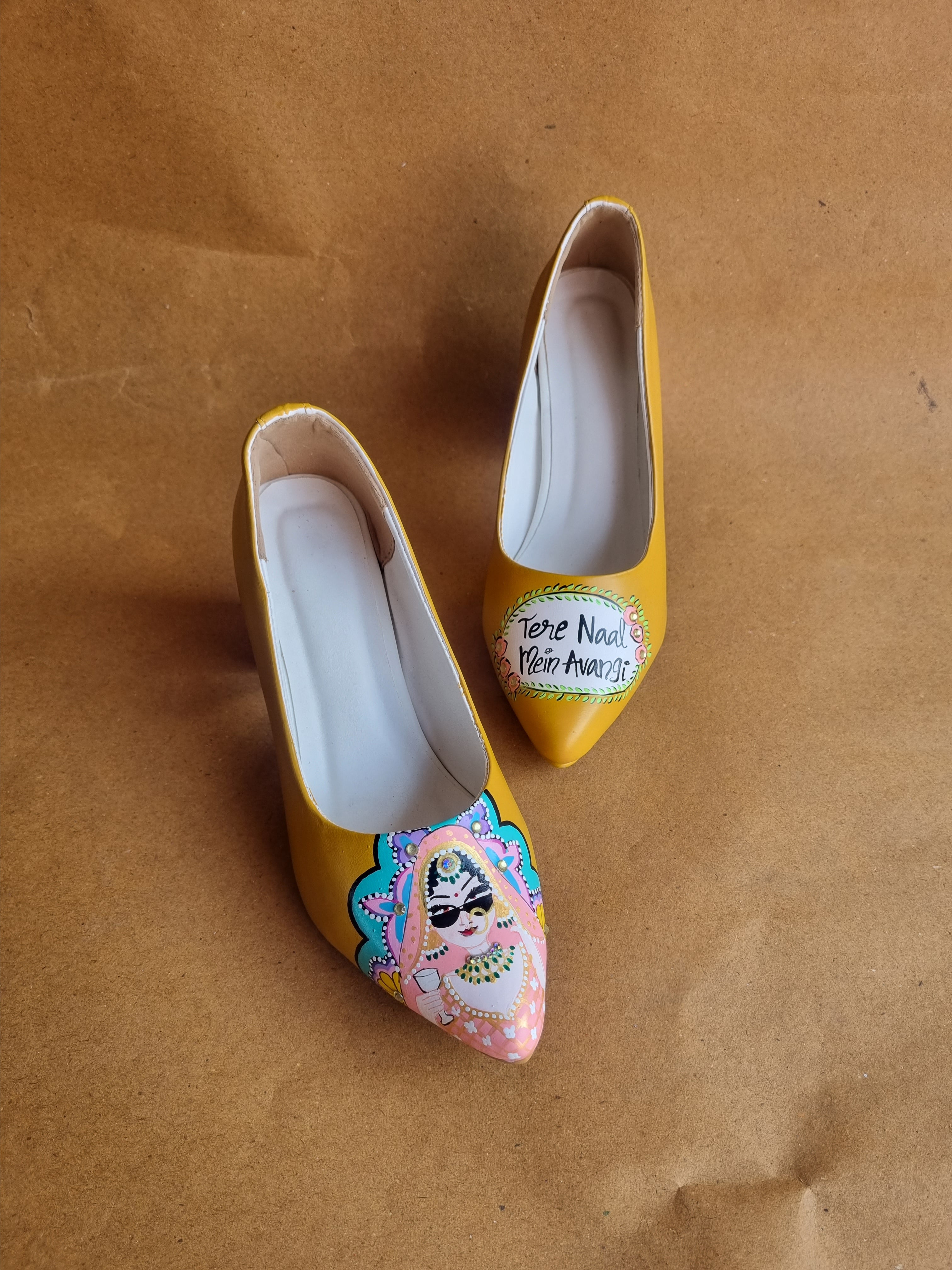 Mustard Swag dulhan 2.5 inch block pumps