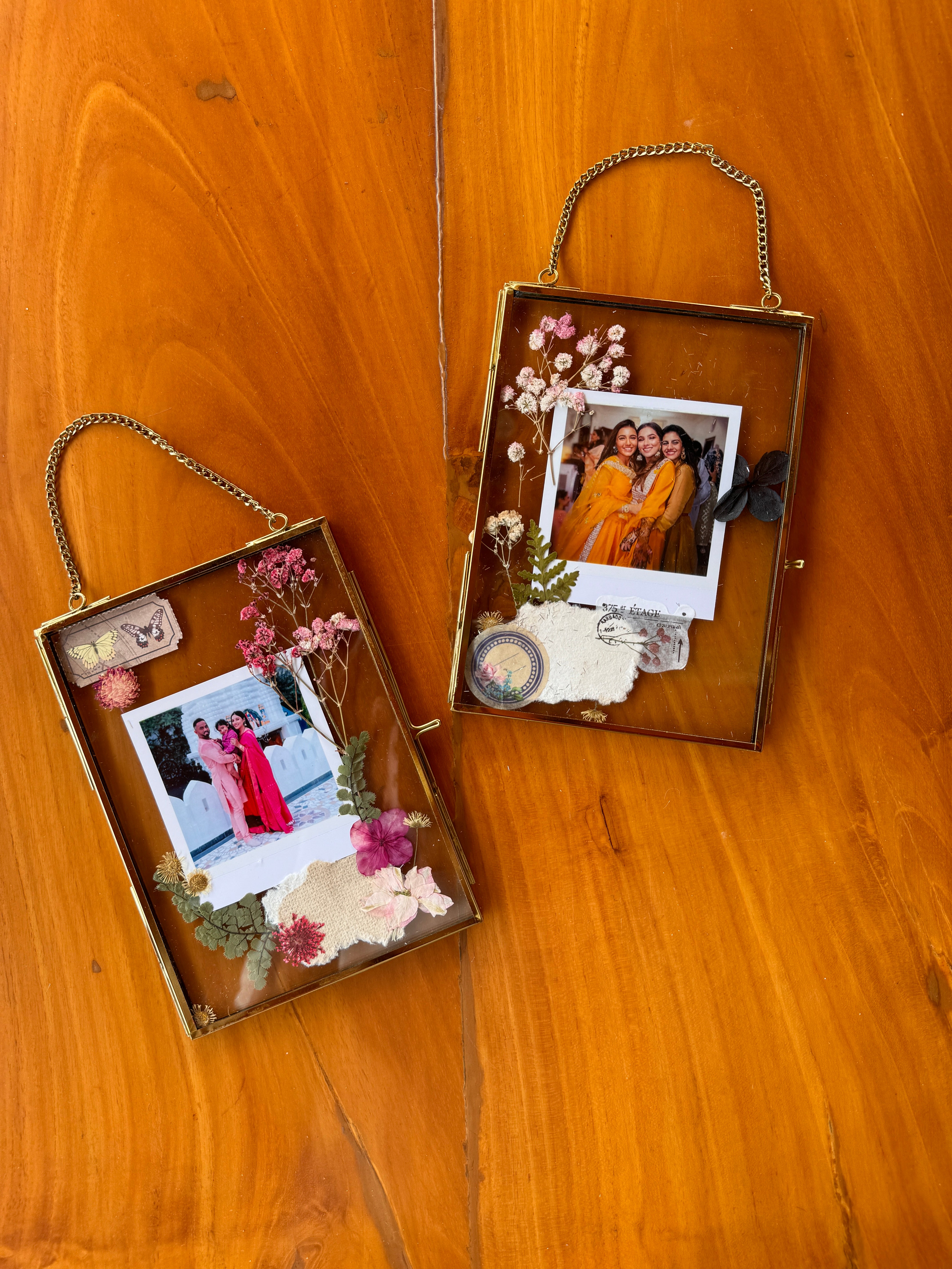 Set of 2 Pressed flower photo frame with photo