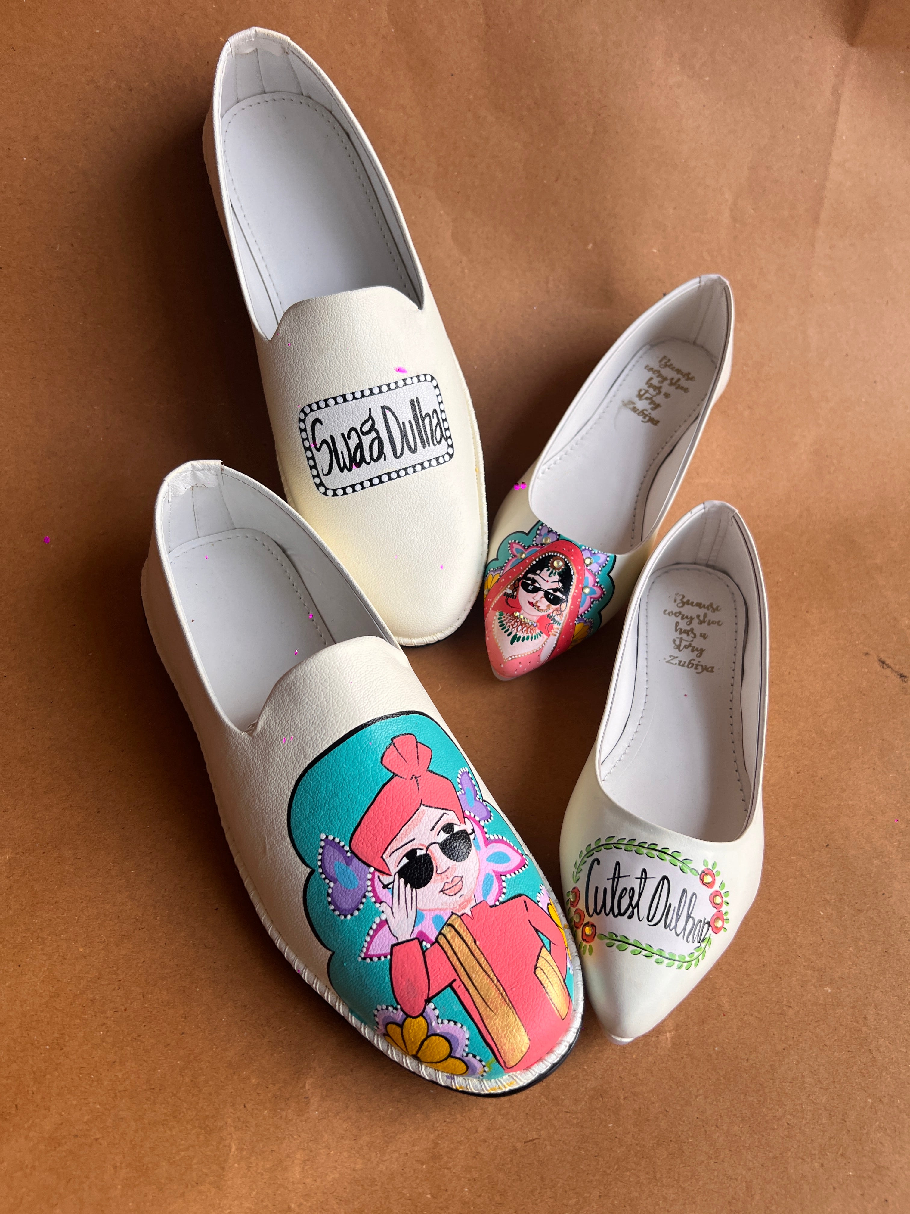 Lime yellow juttis couple combo