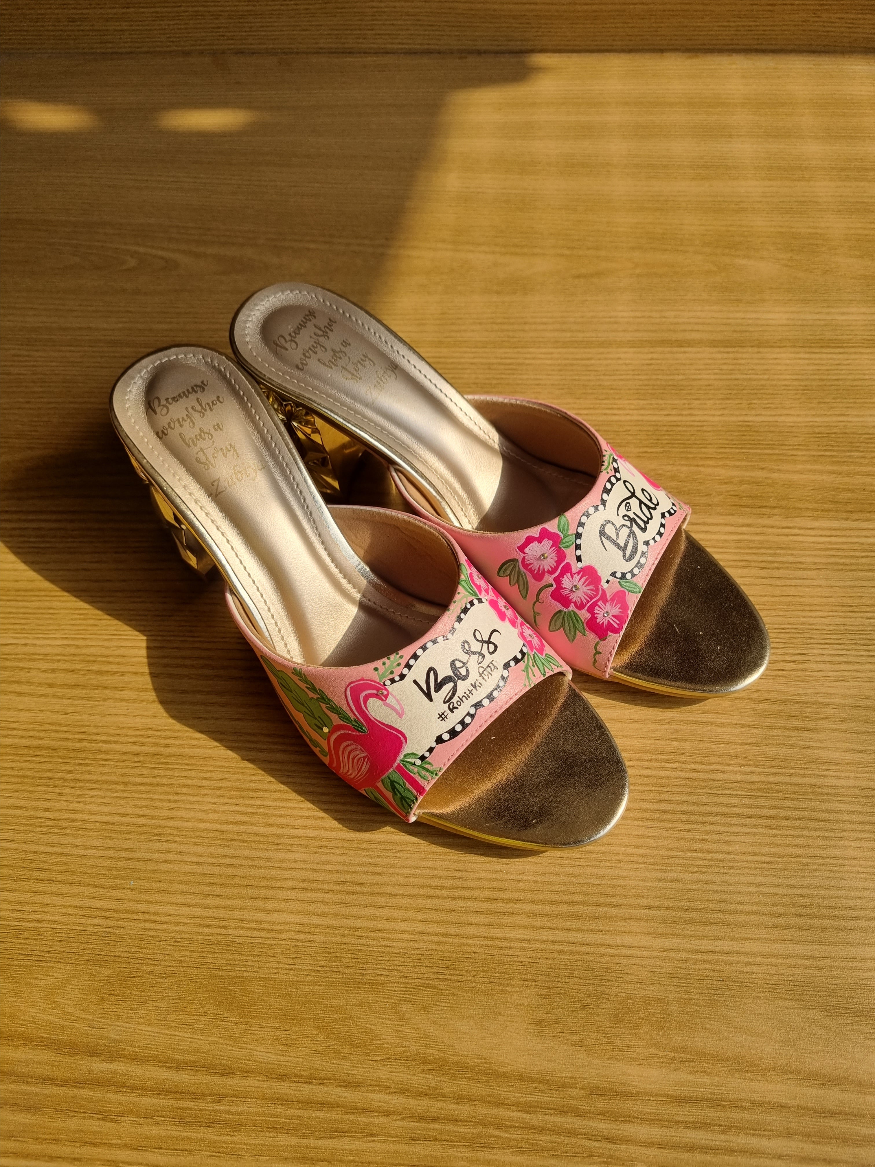 Flamingo dusky pink 3 inch textured sq. Toe heel