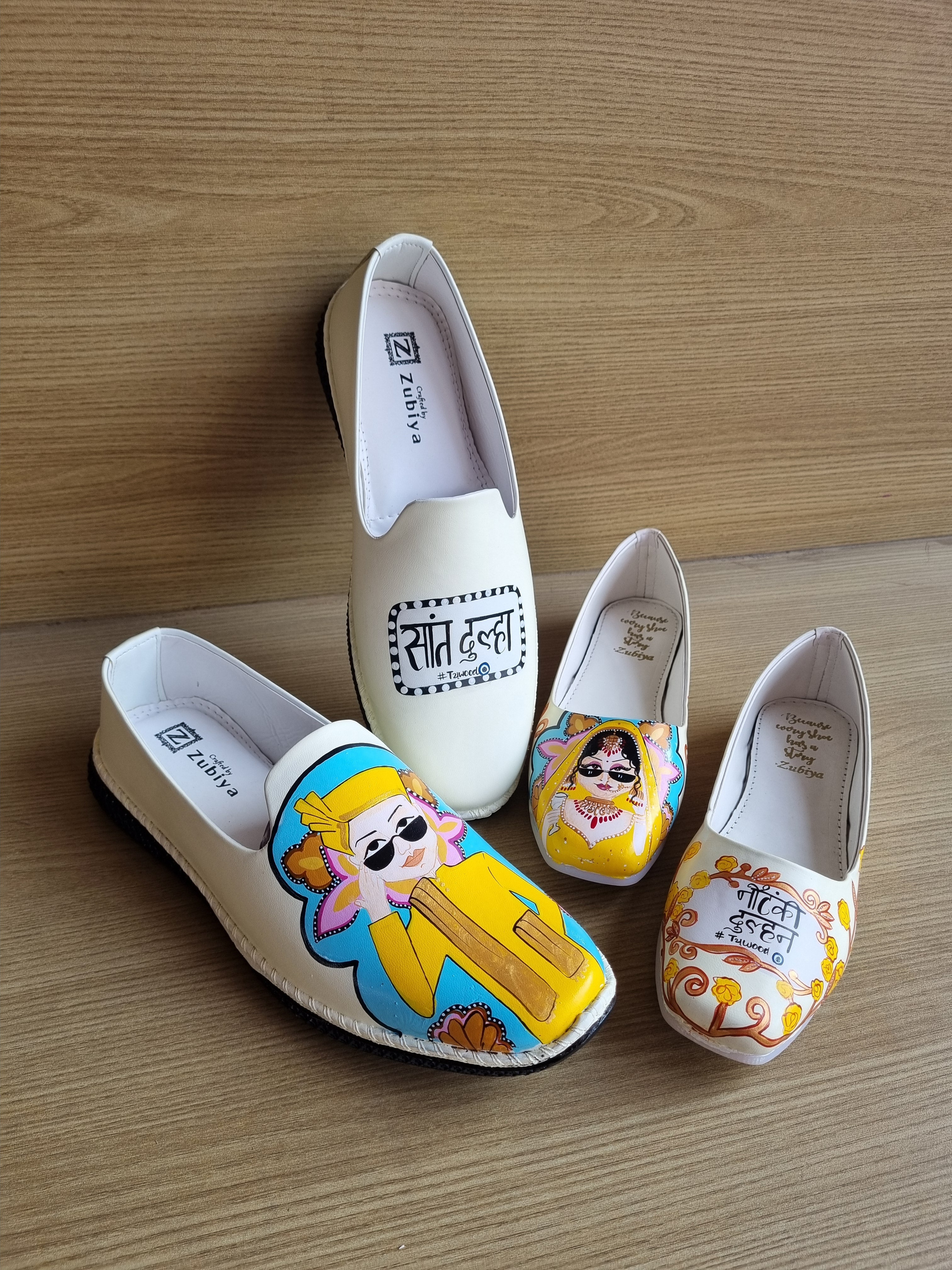 Beige rajwada juttis couple combo