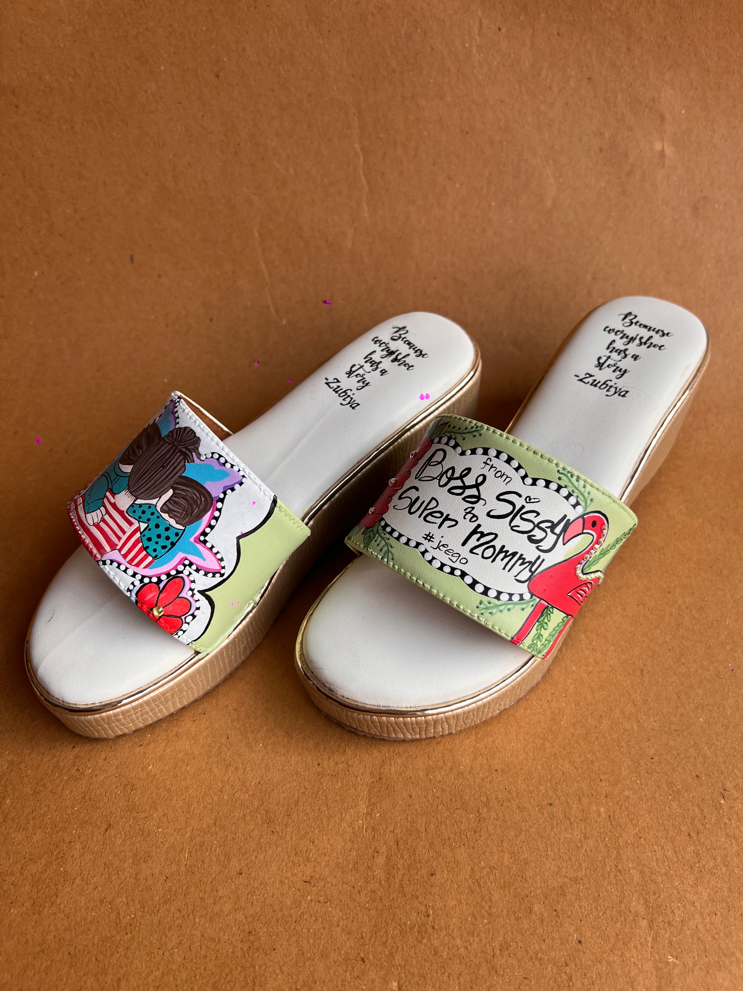 Pista green golden wedges heels