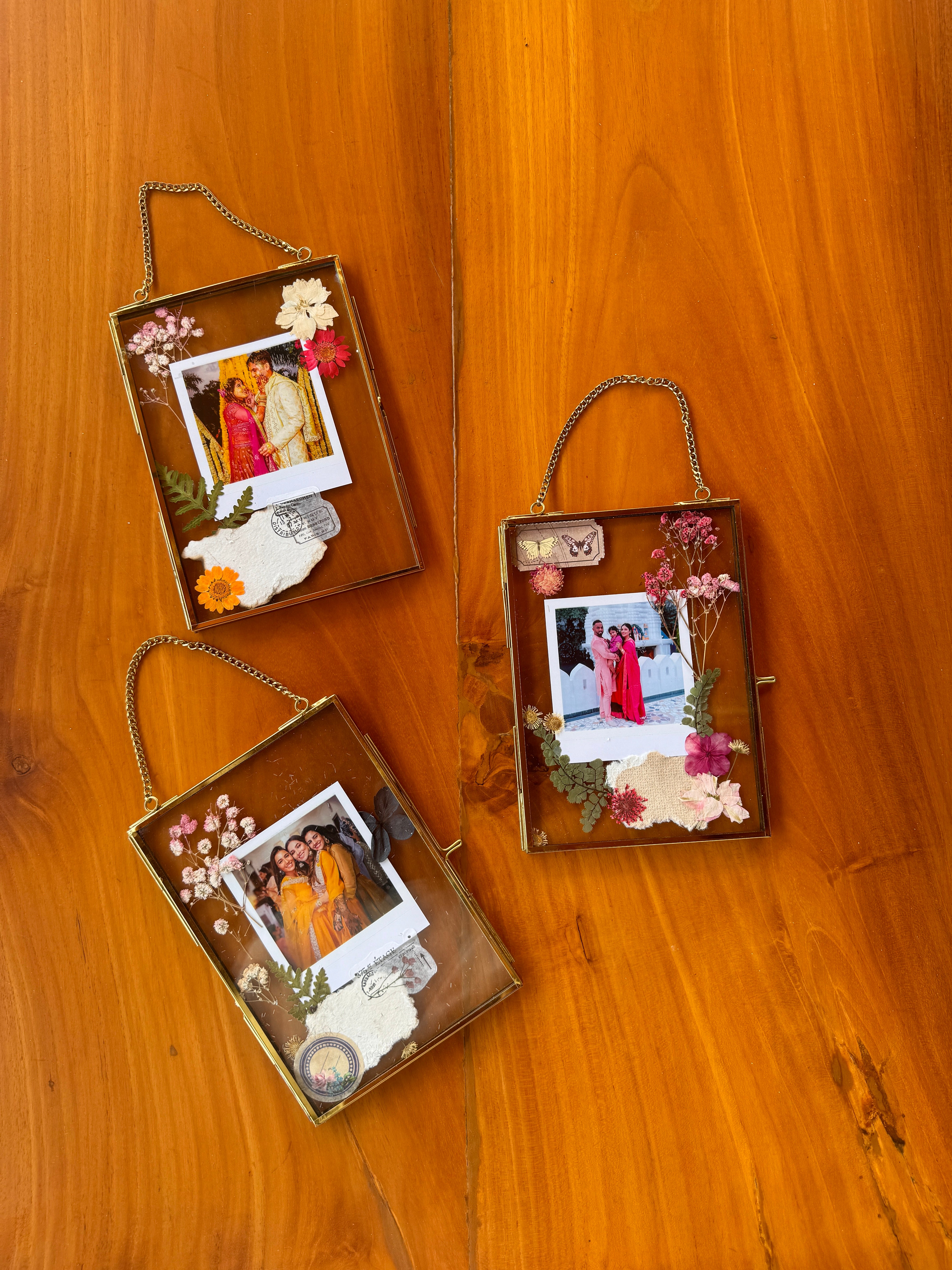 Set of 3 Pressed flower photo frame with photo