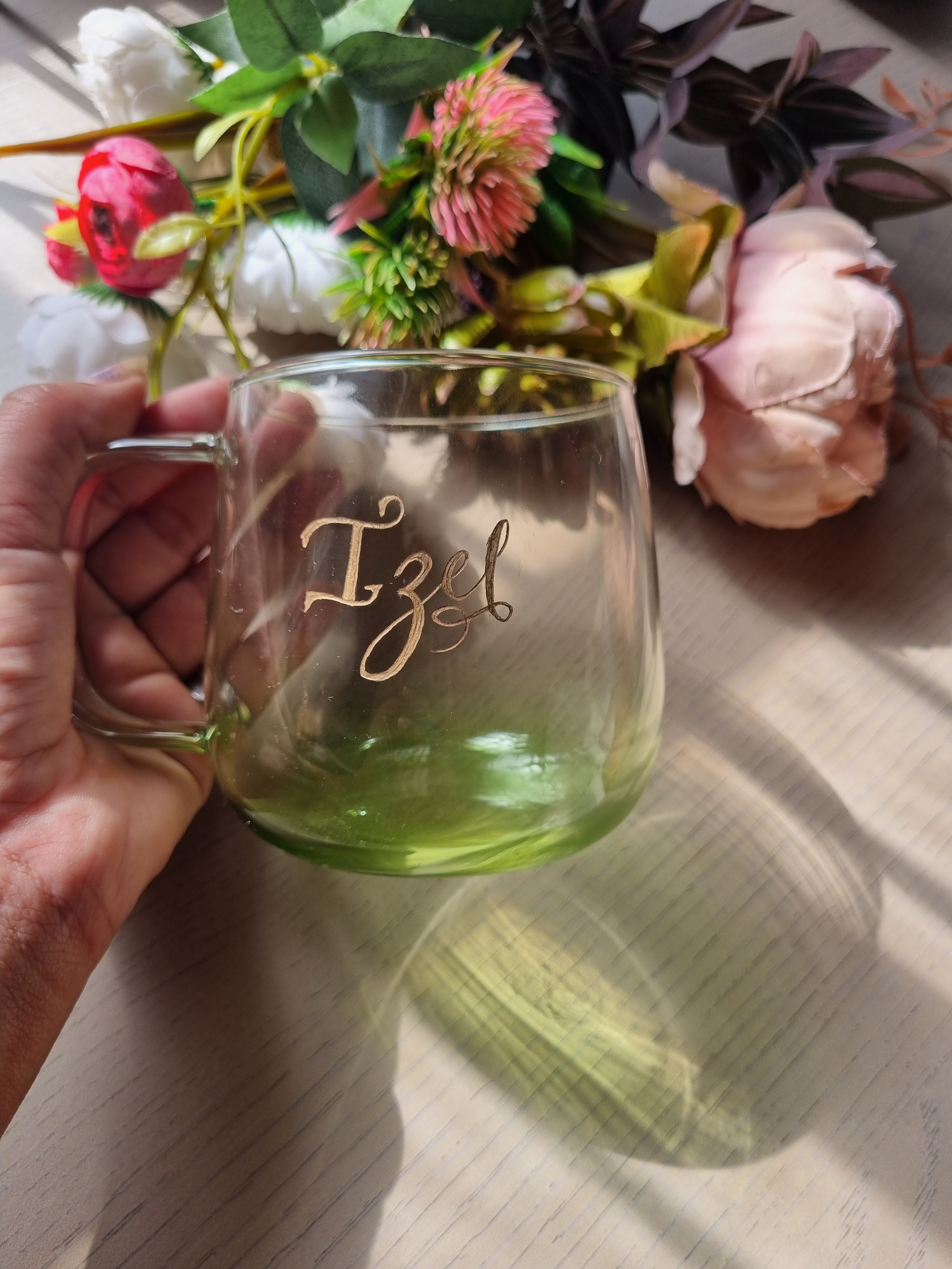 Green ombre Engraved coffee mug(microwave safe)