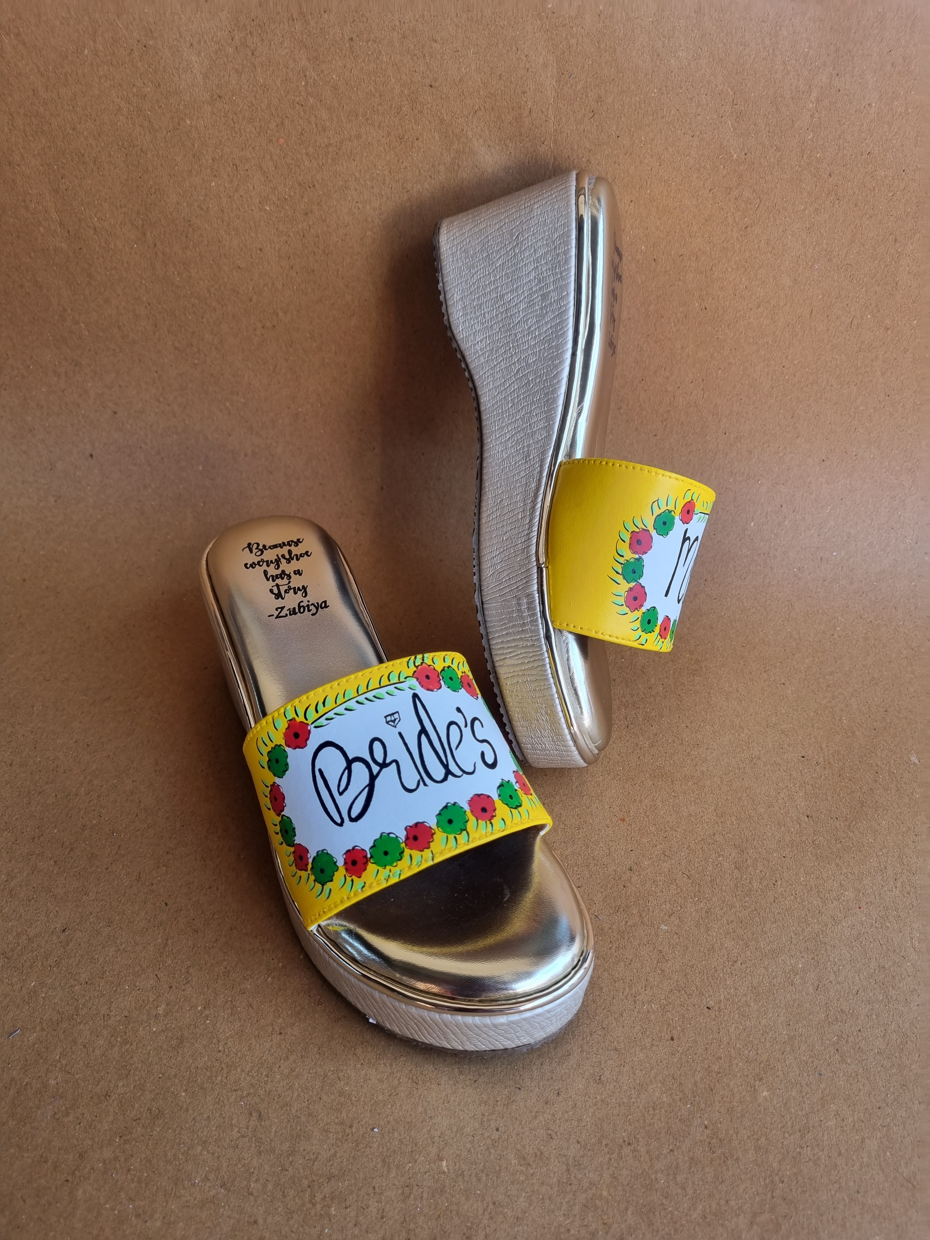 Brides mom 3 inch yellow golden wedges heels