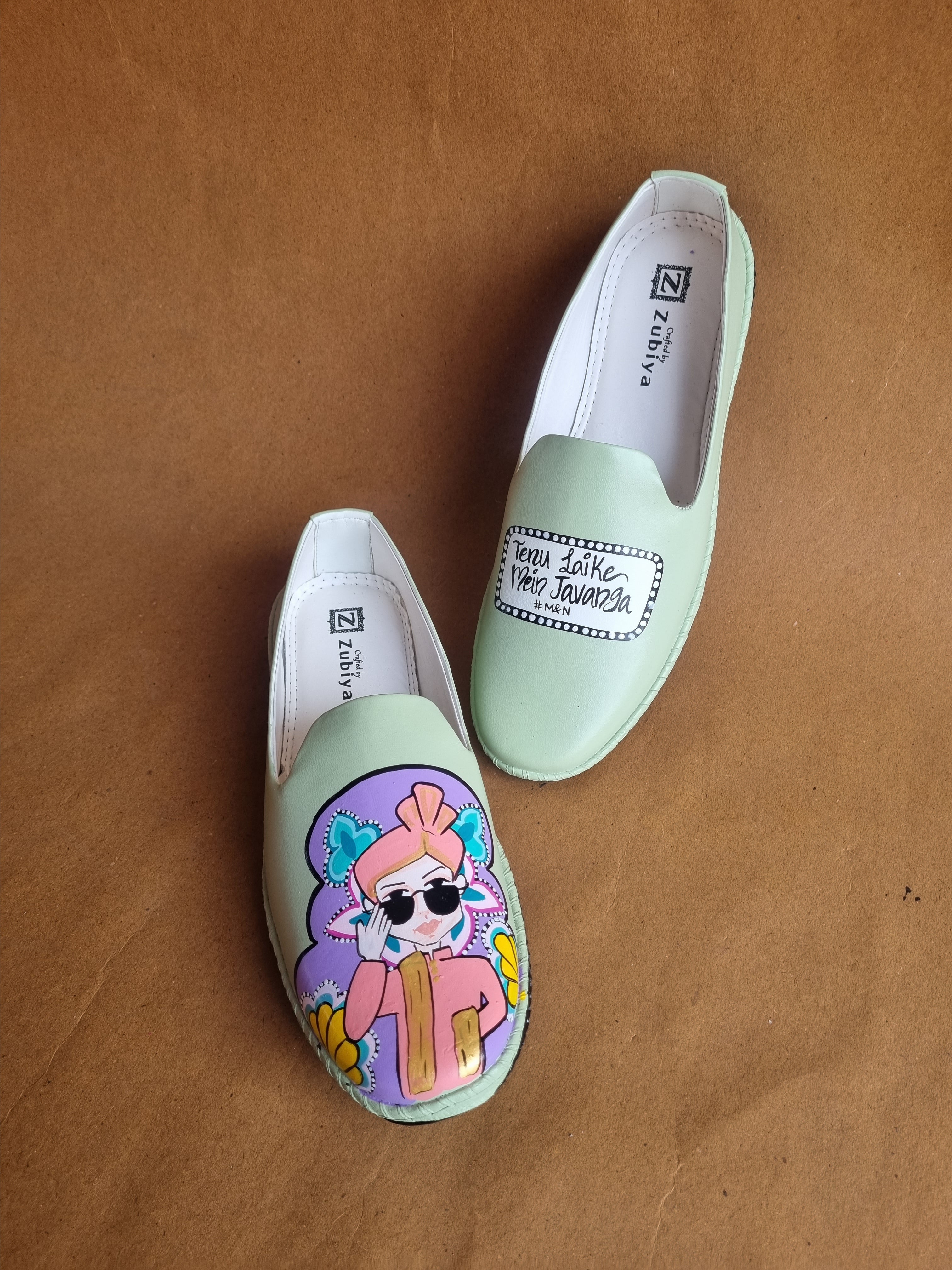 Pista green men’s Mojris - 3 inch golden wedges couple combo