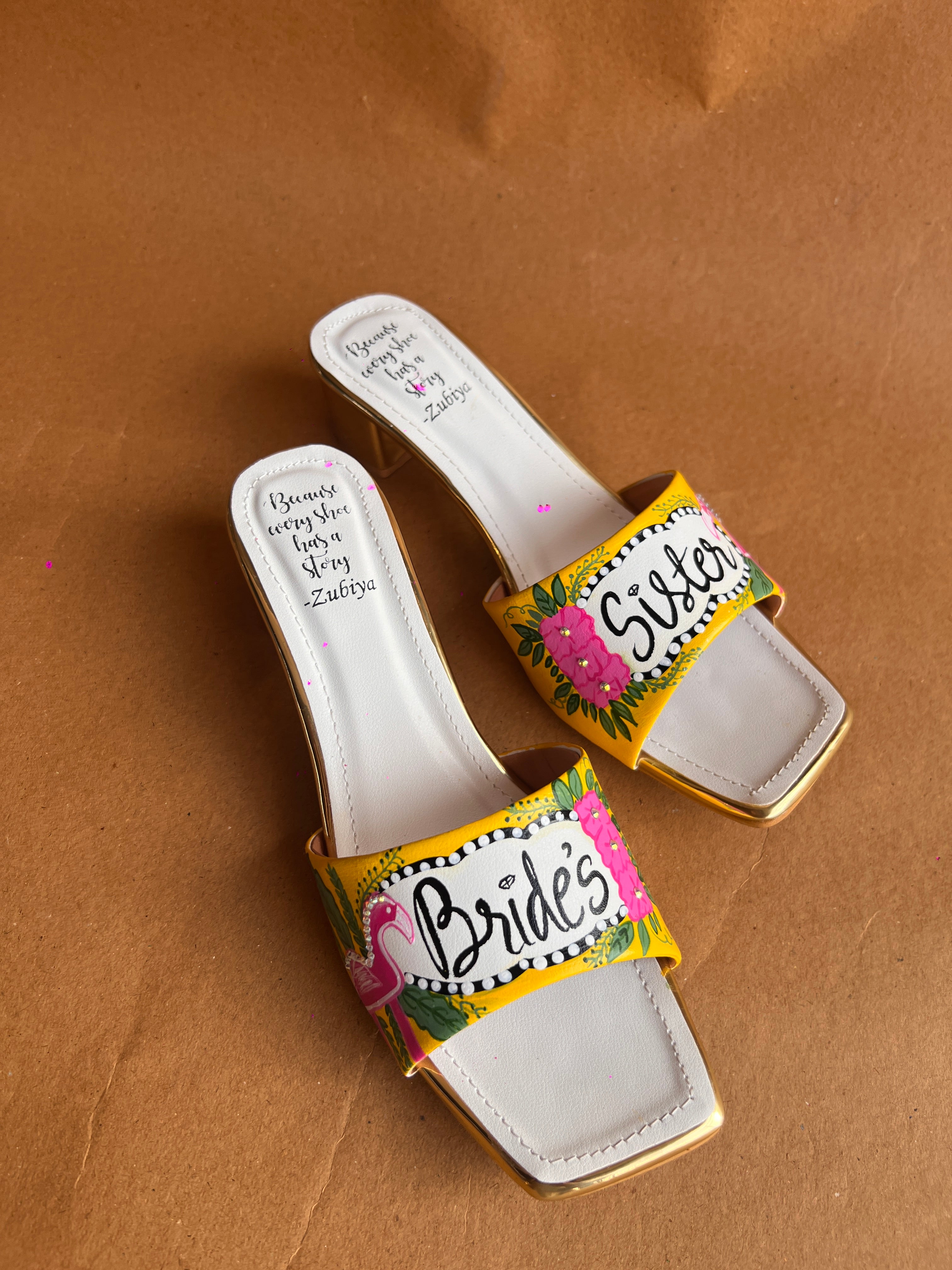 flamingo yellow sister heels