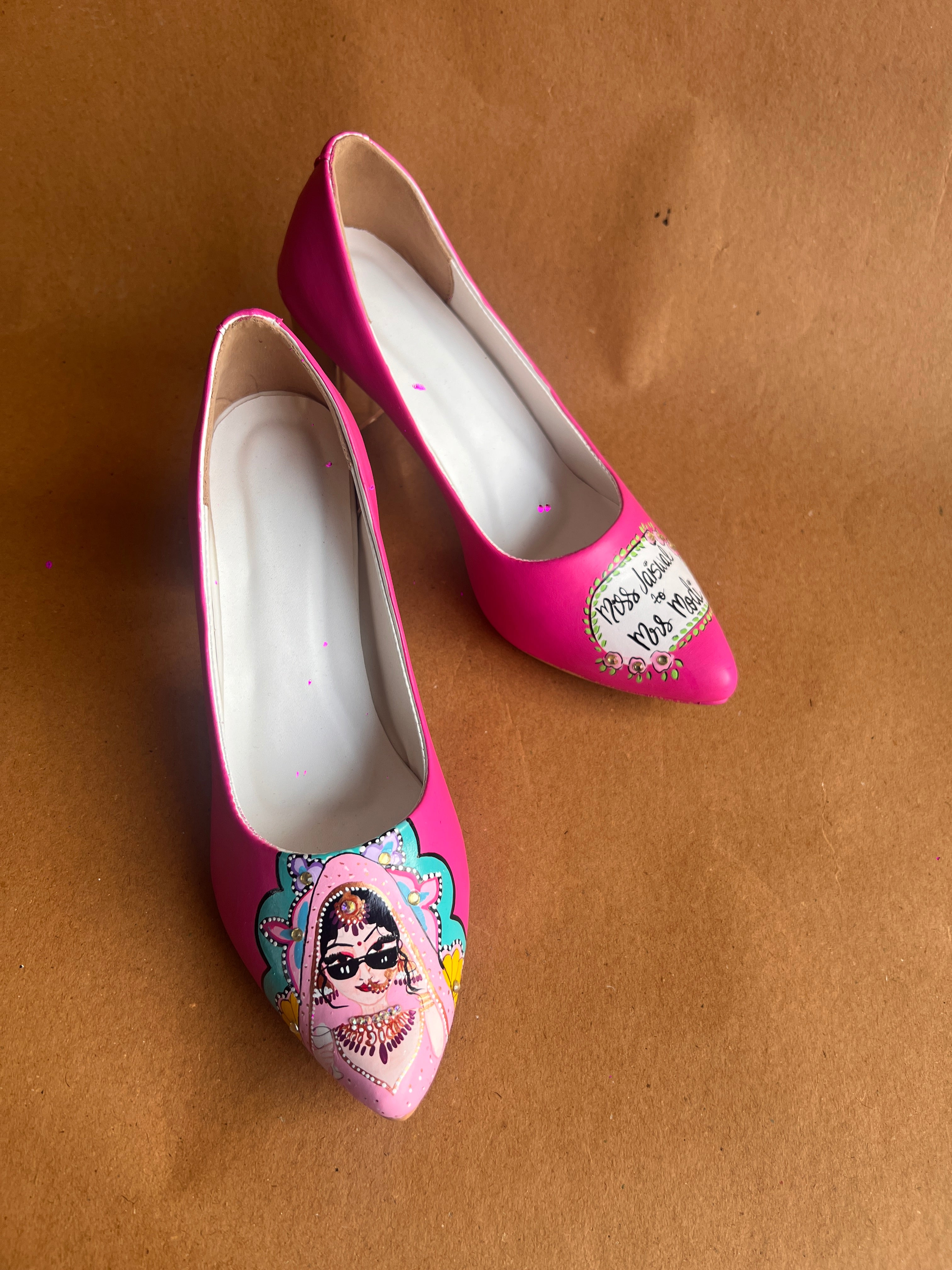 Hot pink Swag dulhan 3.5 inch block pumps