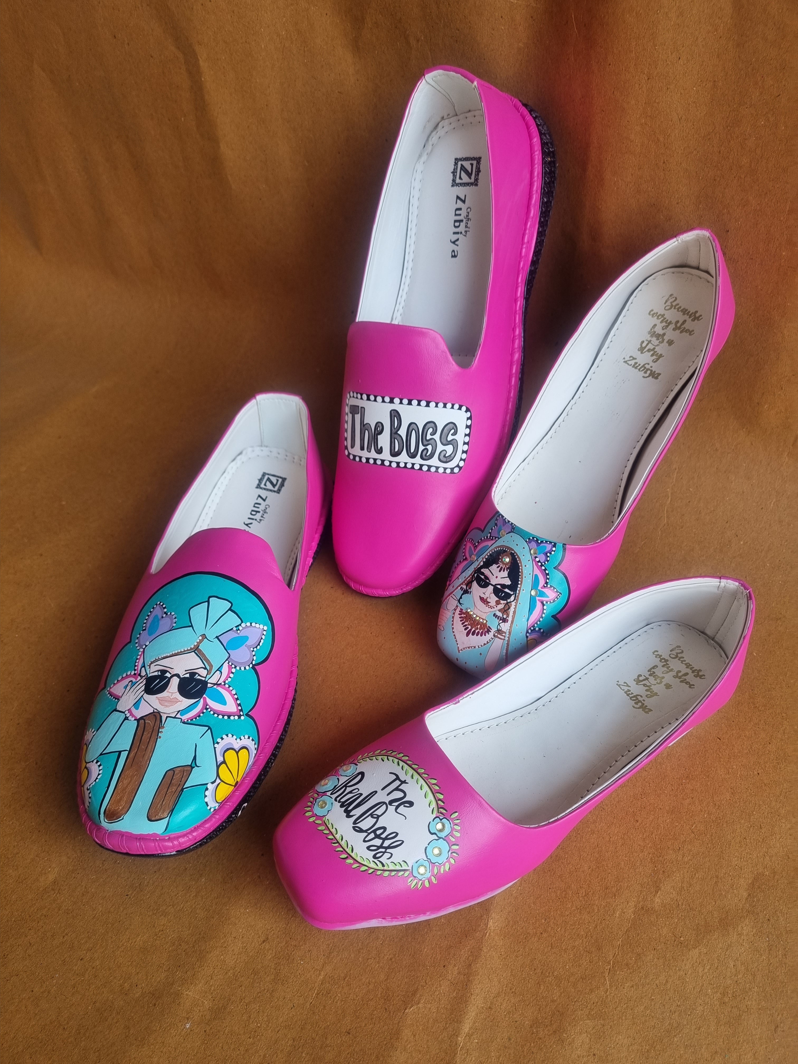 Hot pink boss juttis couple combo