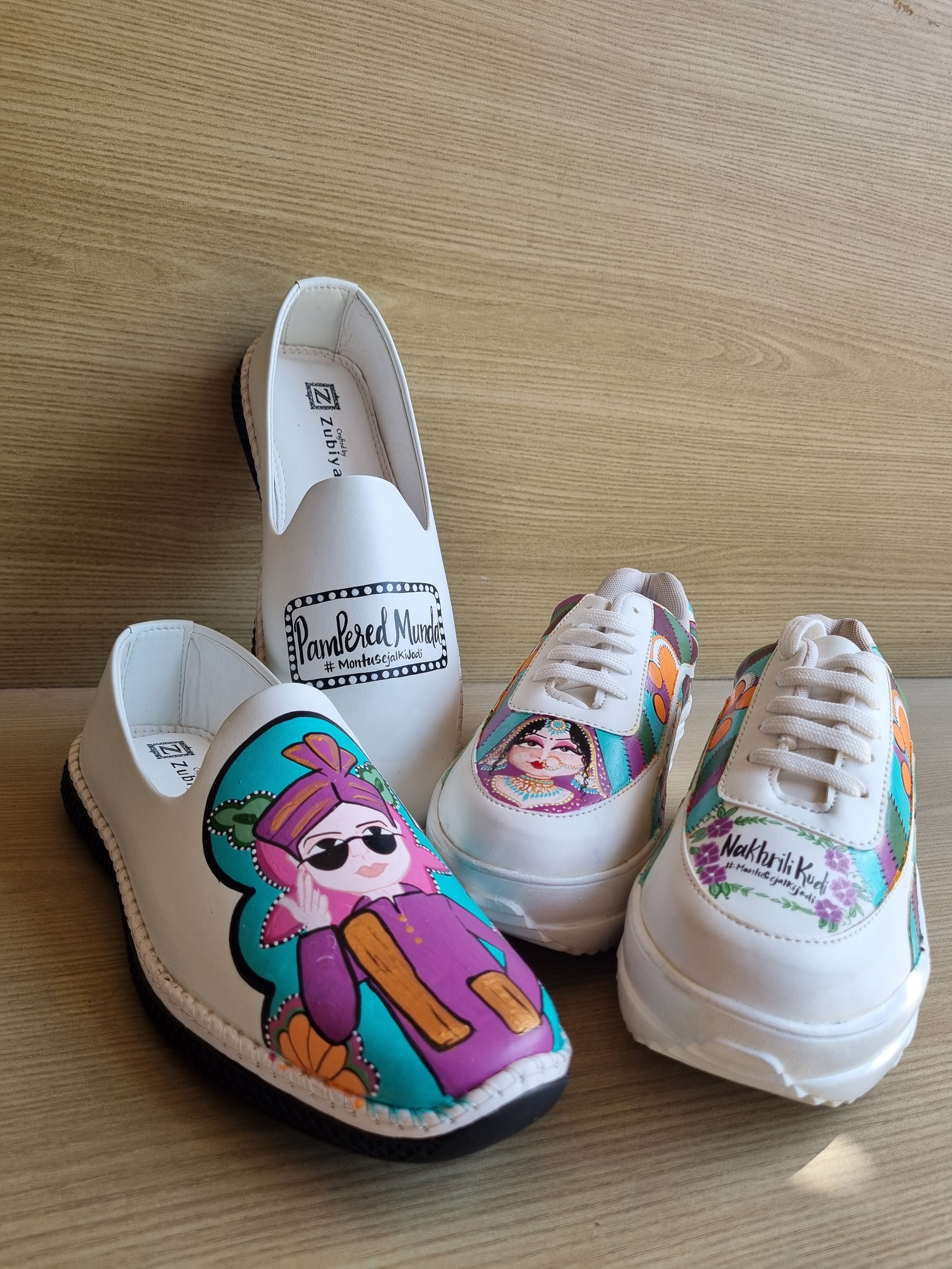 White mojri-heel sneakers couple Combo