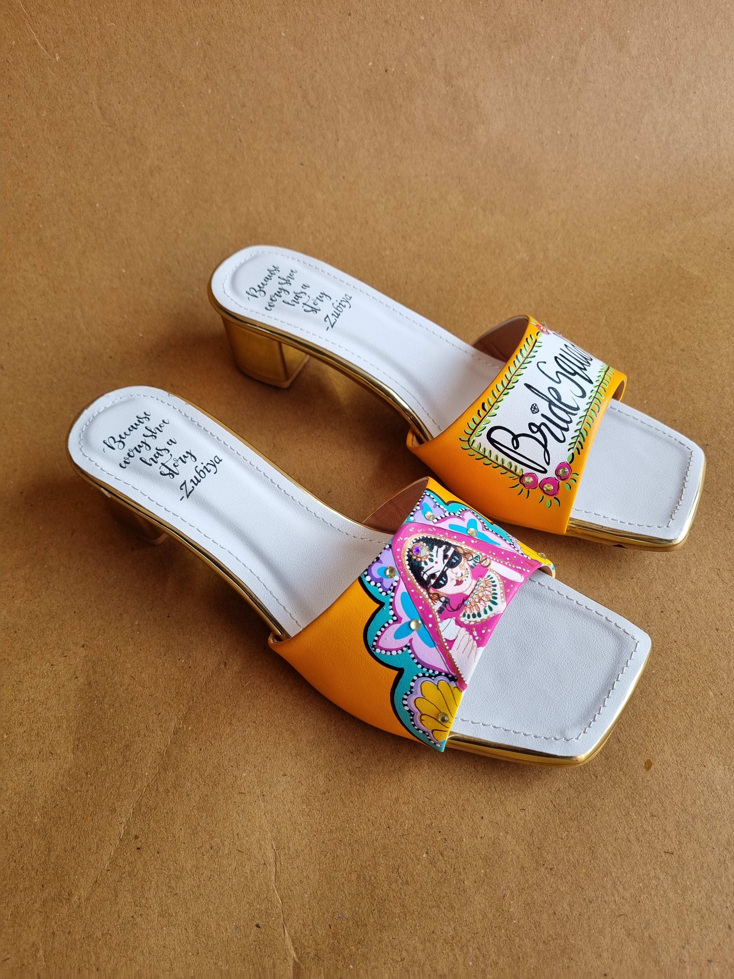 Orangish yellow Bride squad Artwork Heels