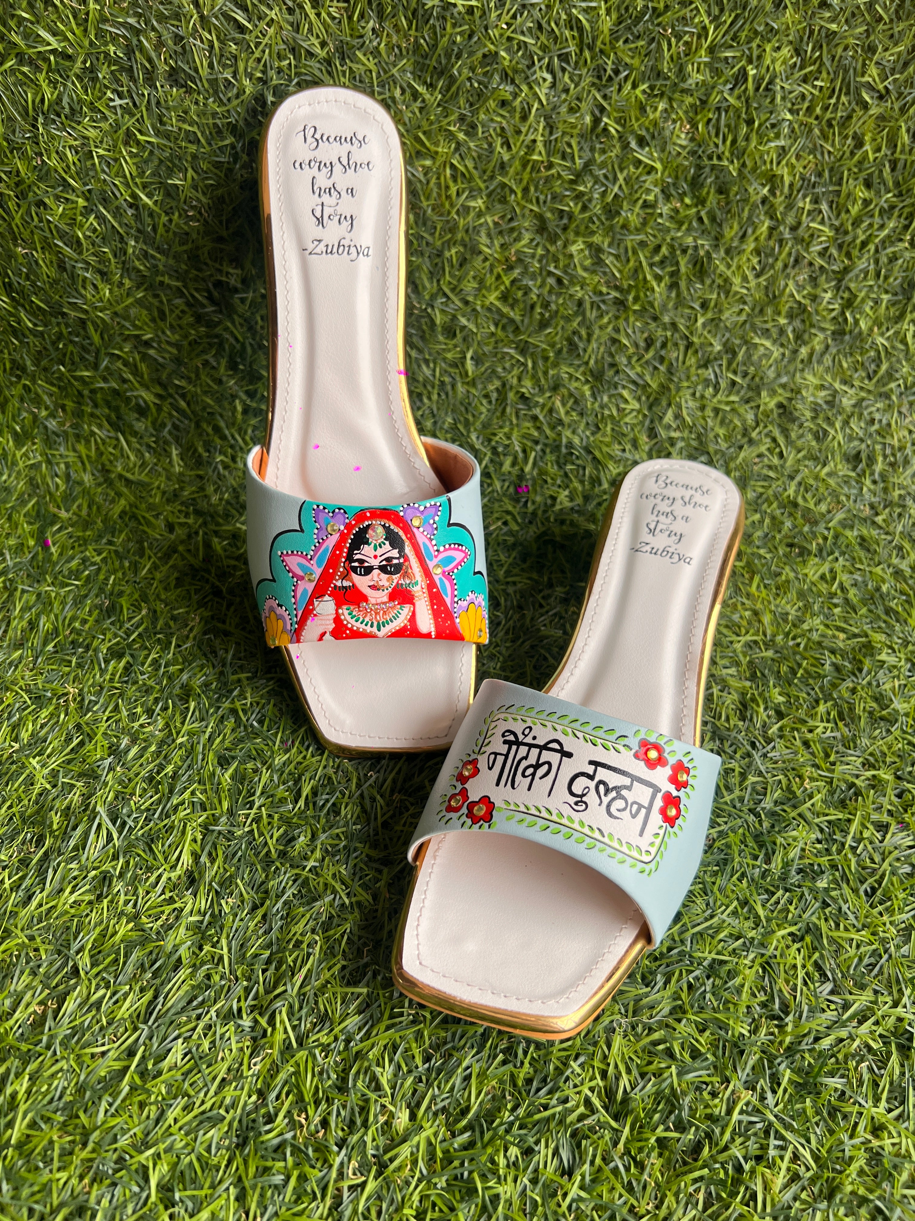 Powder blue swag dulhan Artwork Heels