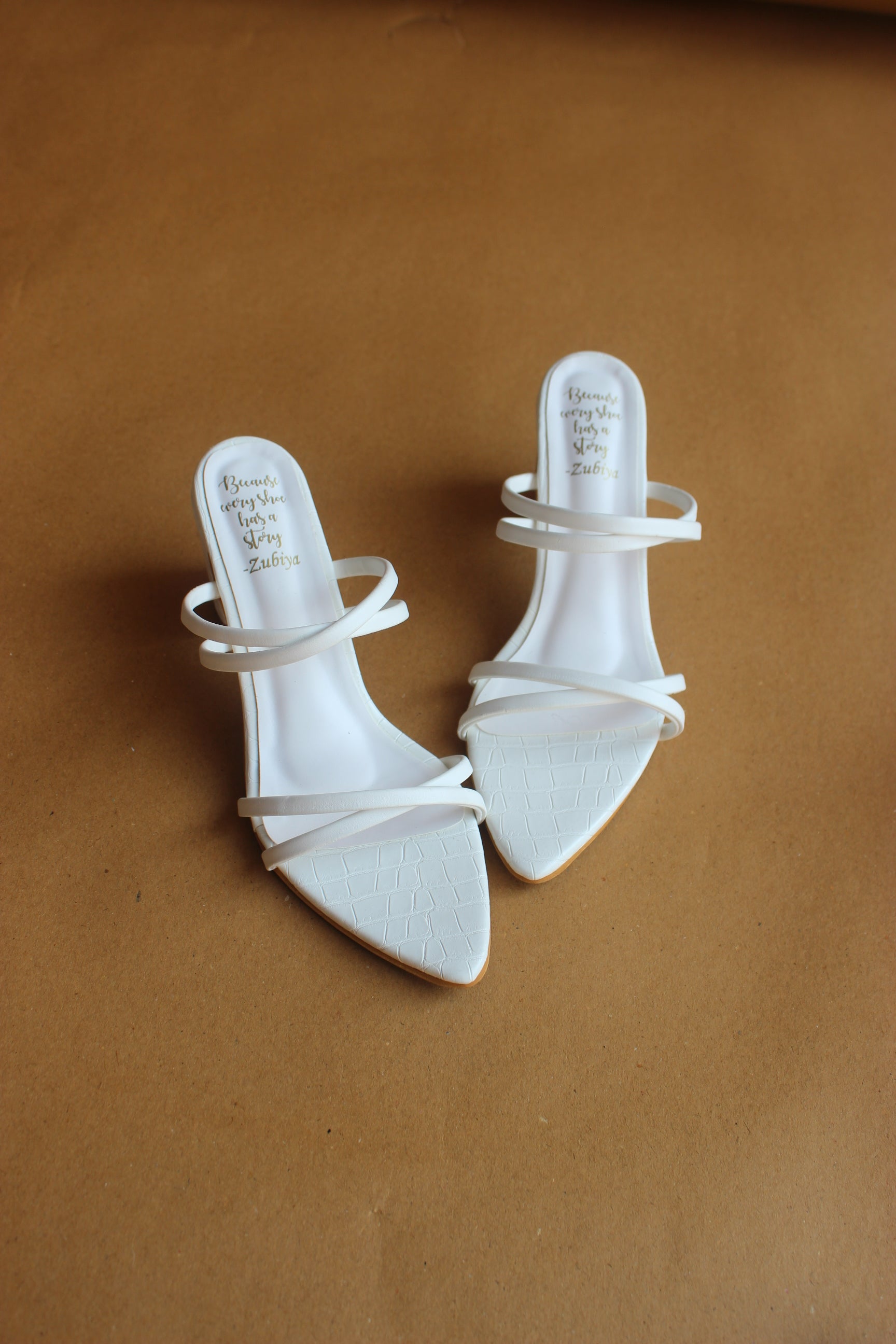 White pointed strappy heel