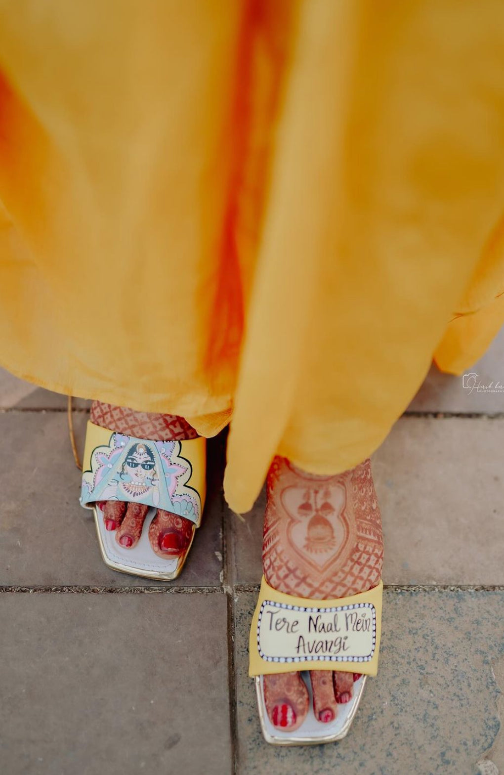 Yellow bridal Artwork Heels