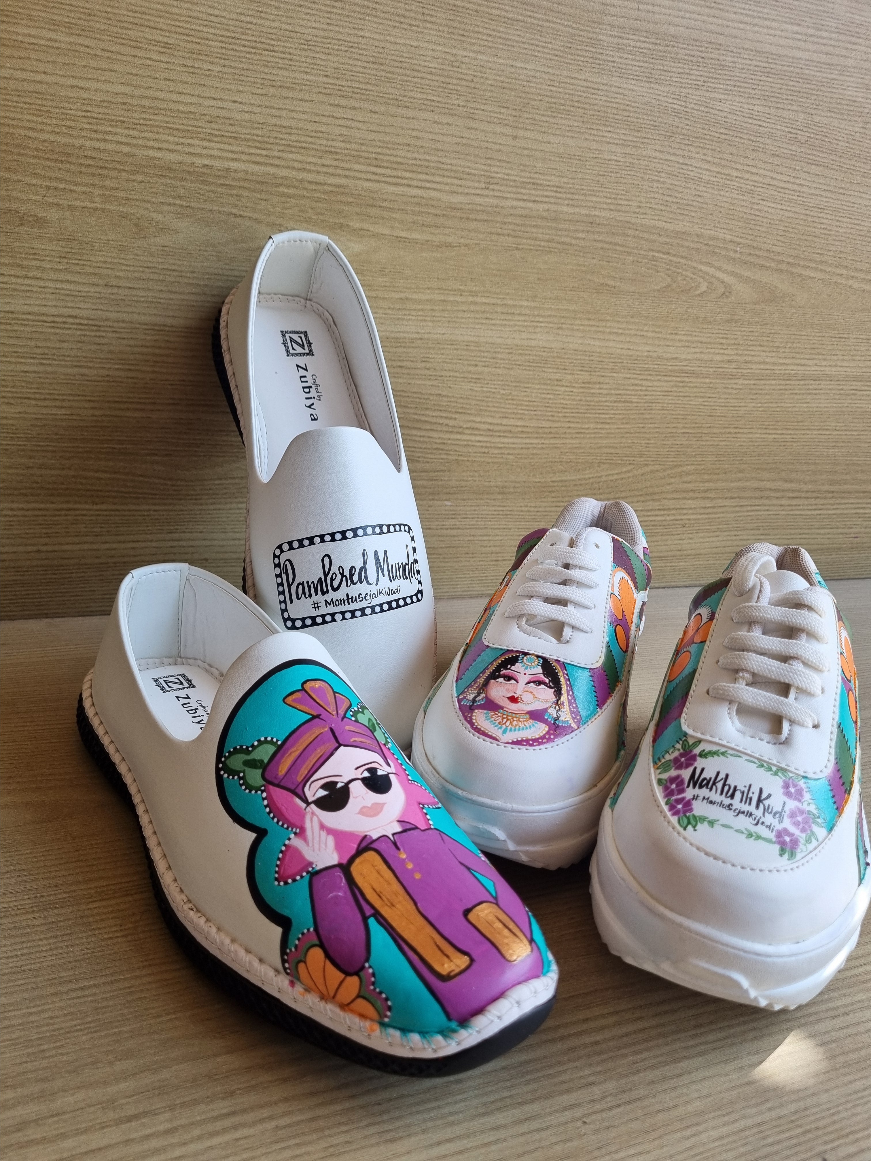 White mojri-heel sneakers couple Combo