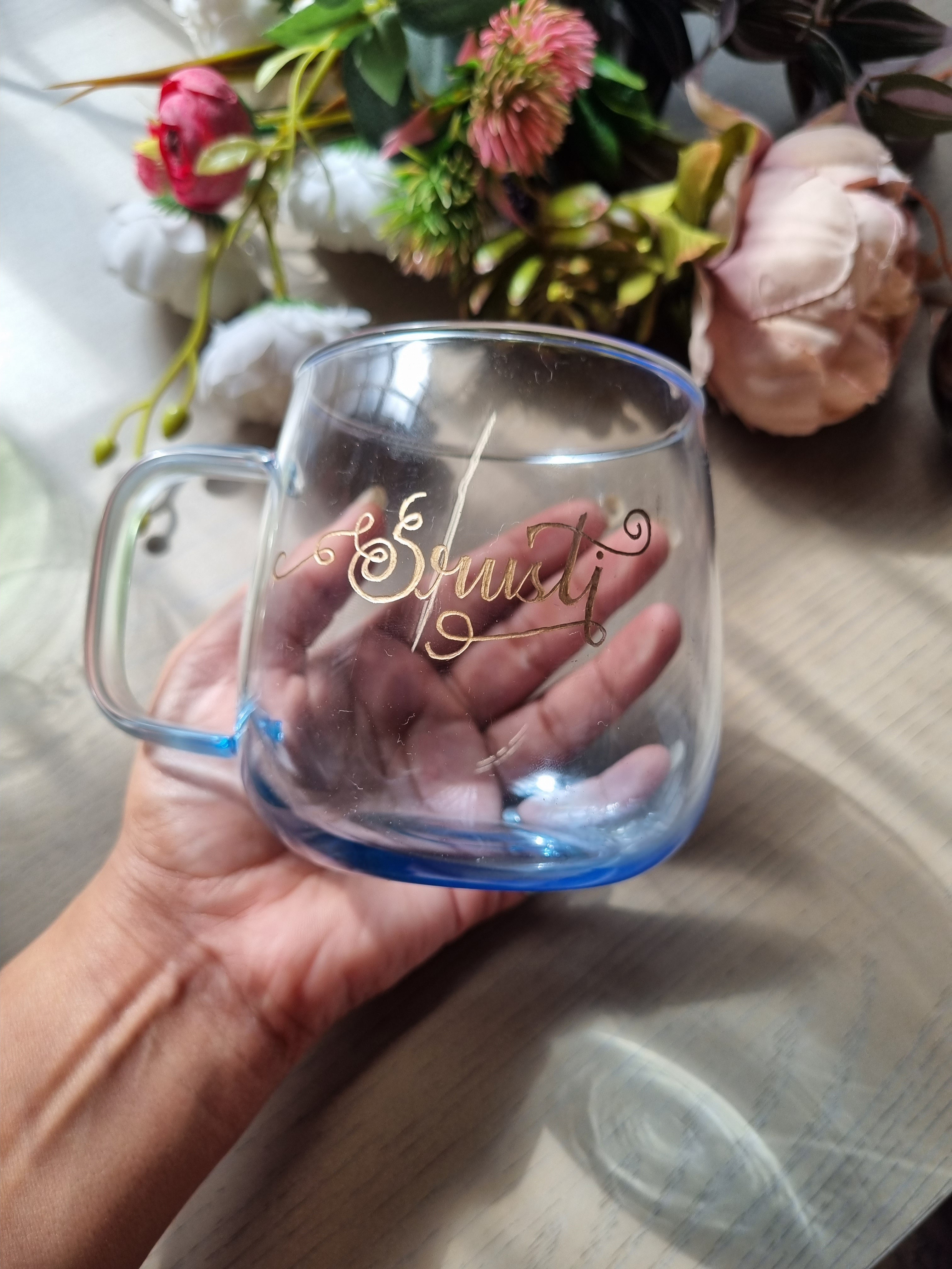 Blue ombre Engraved coffee mug(microwave safe)