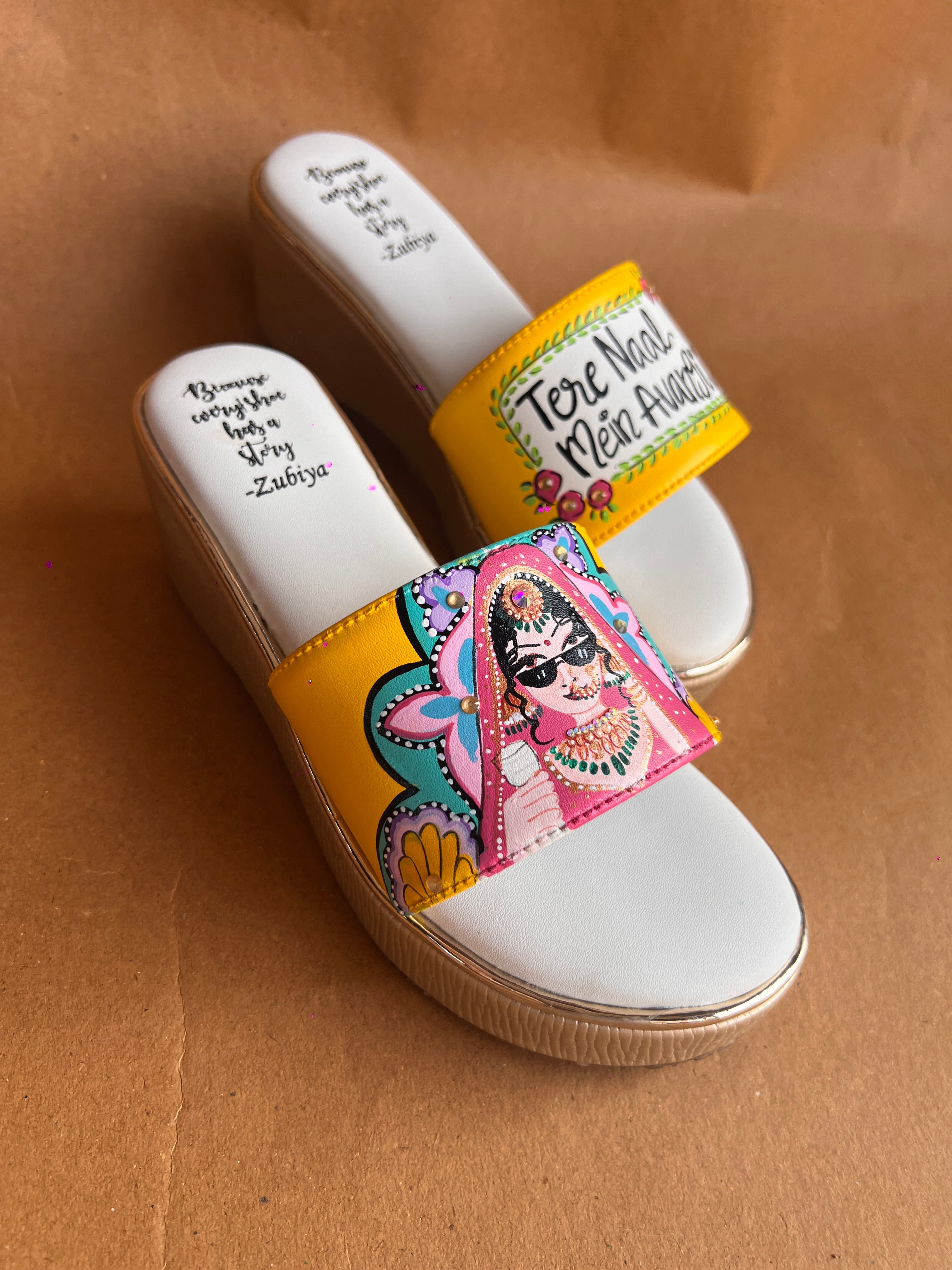 Yellow golden wedges swag dulhan heels