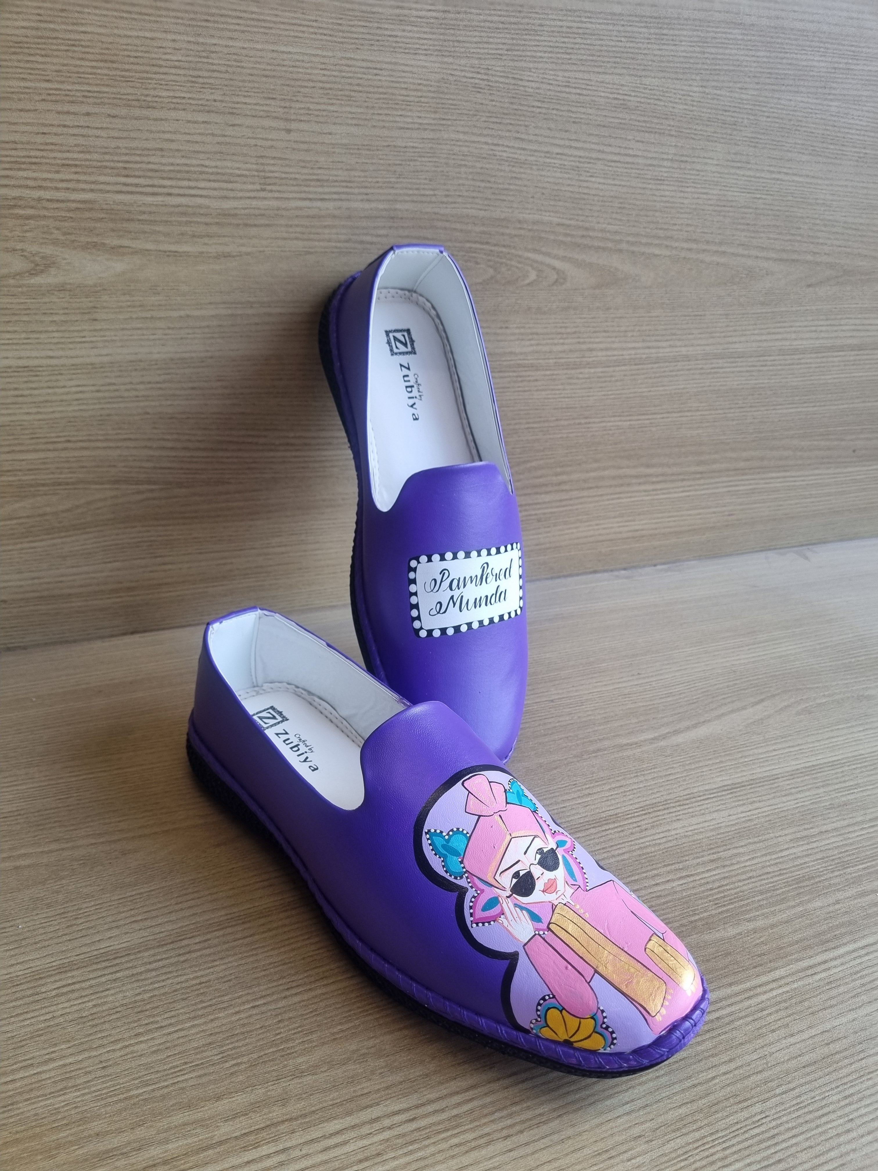 Bright purple swag dulha mojris