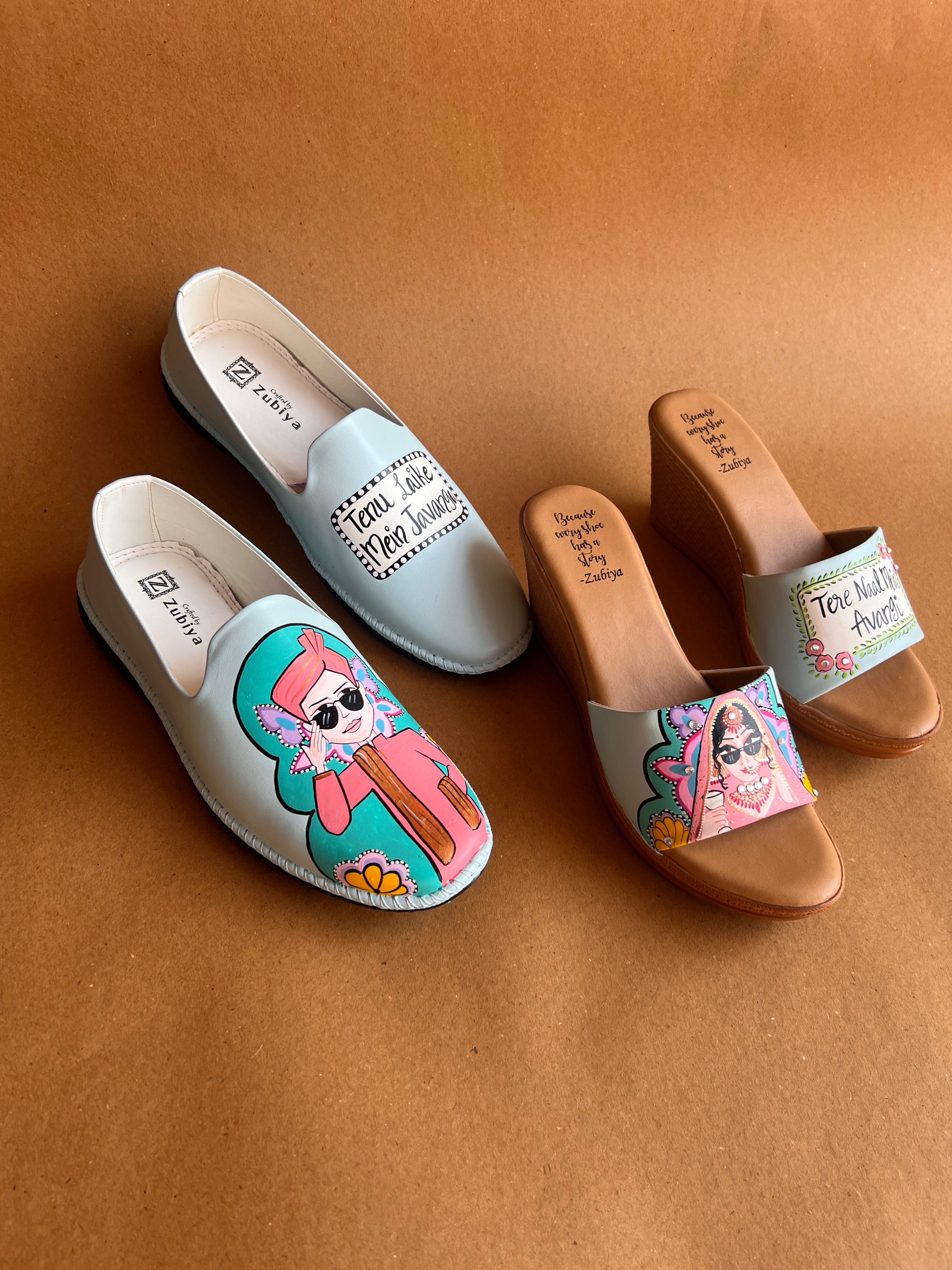 Powder blue men’s Mojris - 3.5 inch wedges couple combo