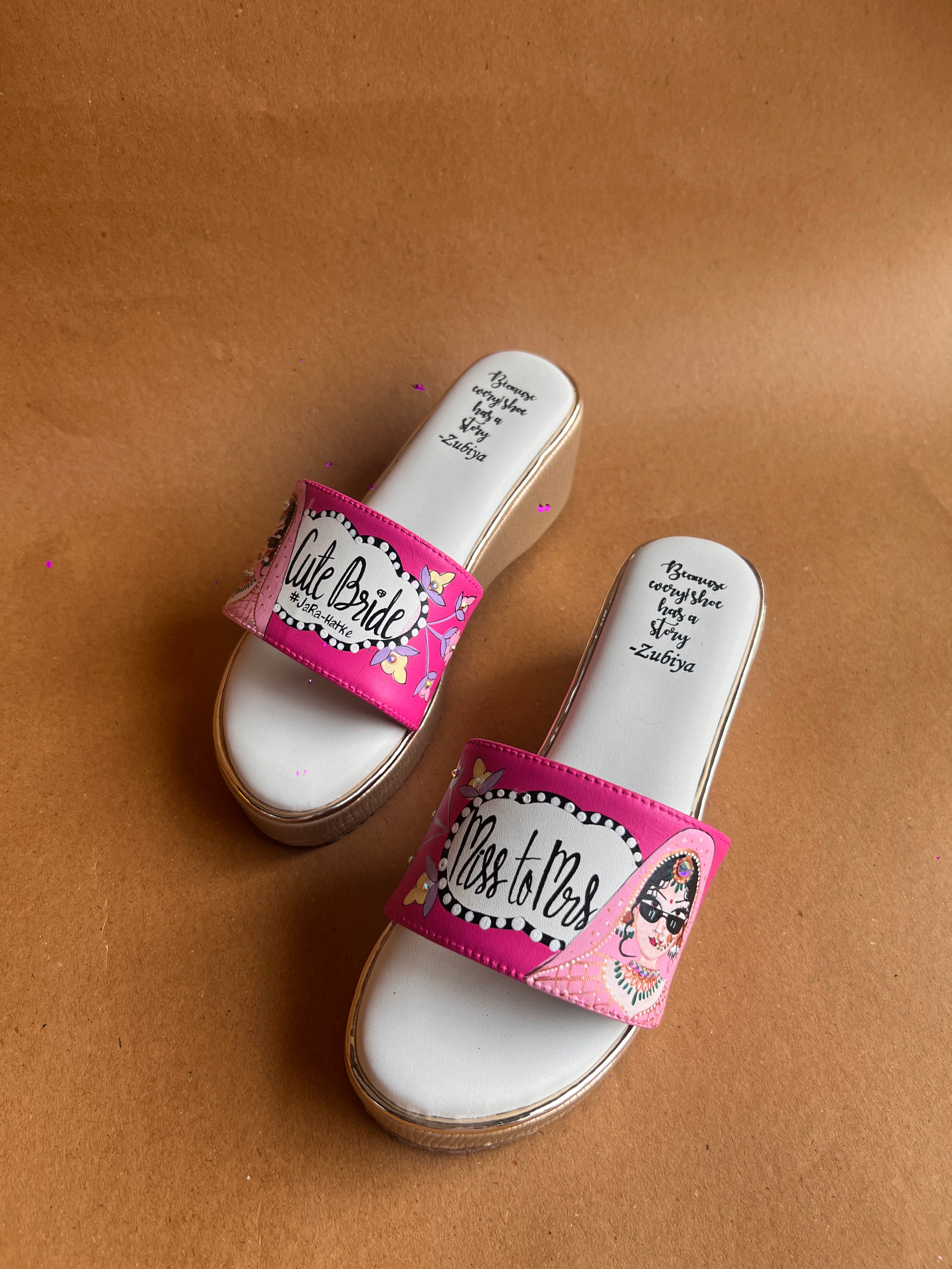 Pink golden wedges swag dulhan heels