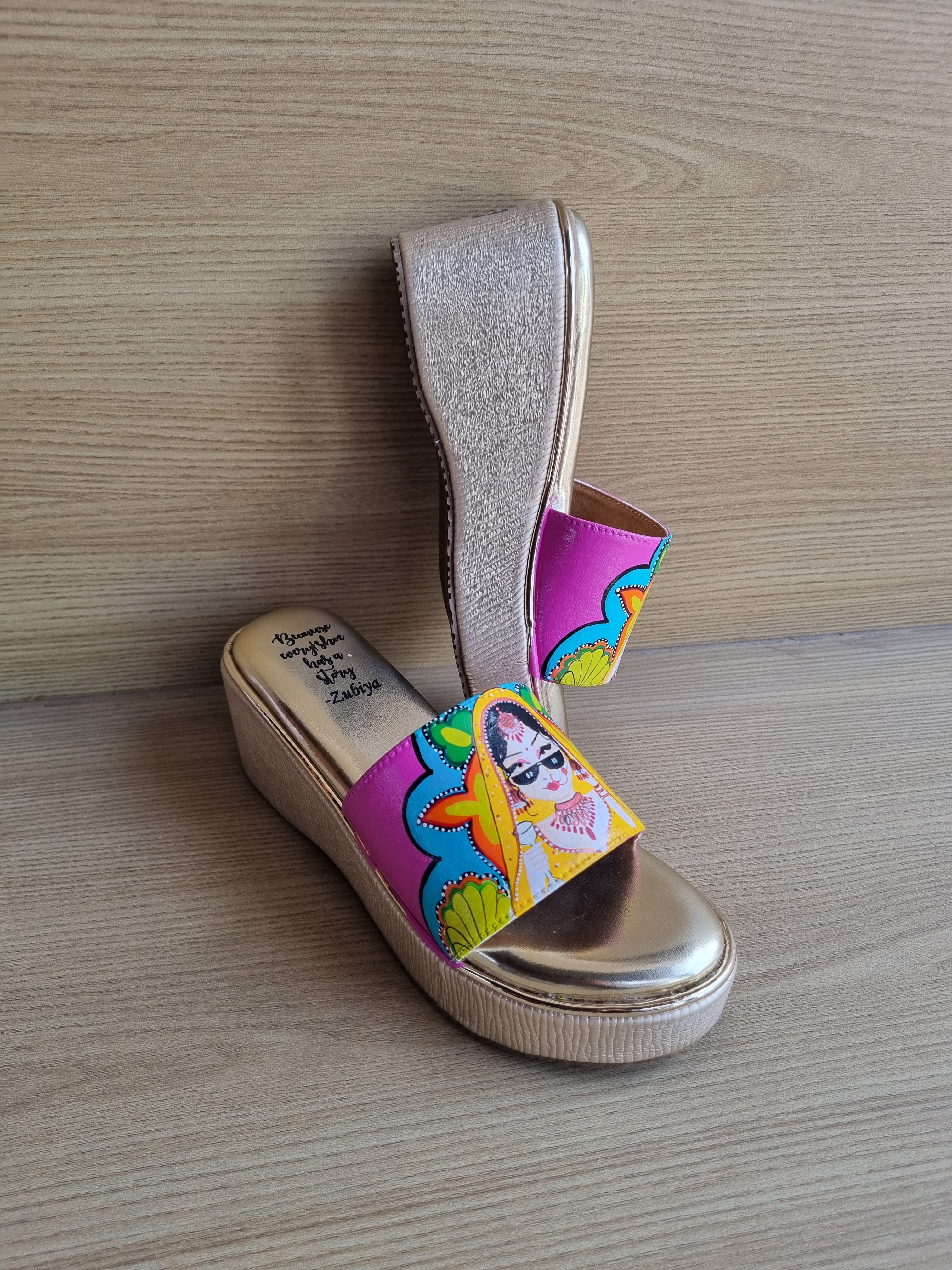 Pink golden wedges swag dulhan heels