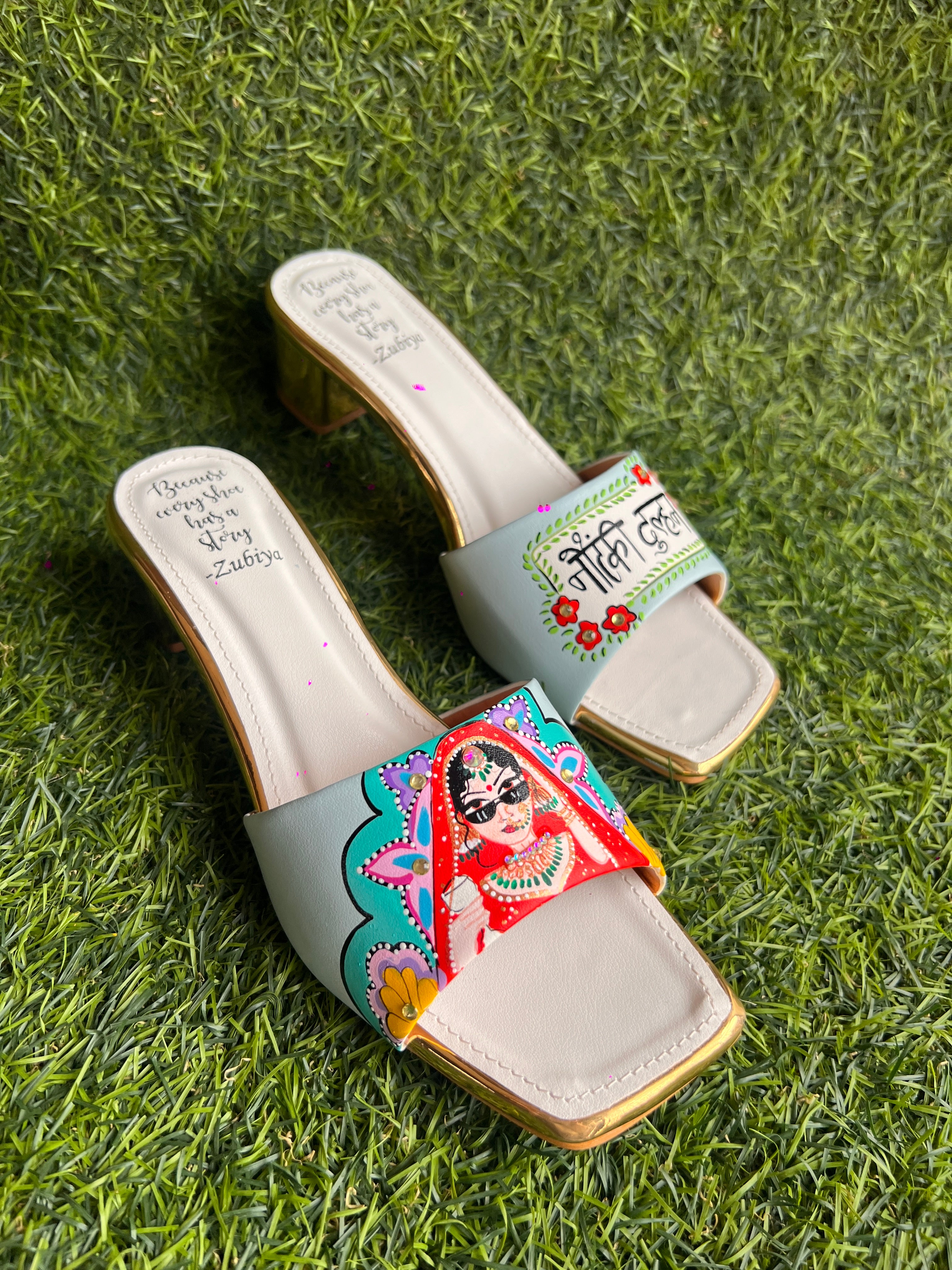 Powder blue swag dulhan Artwork Heels