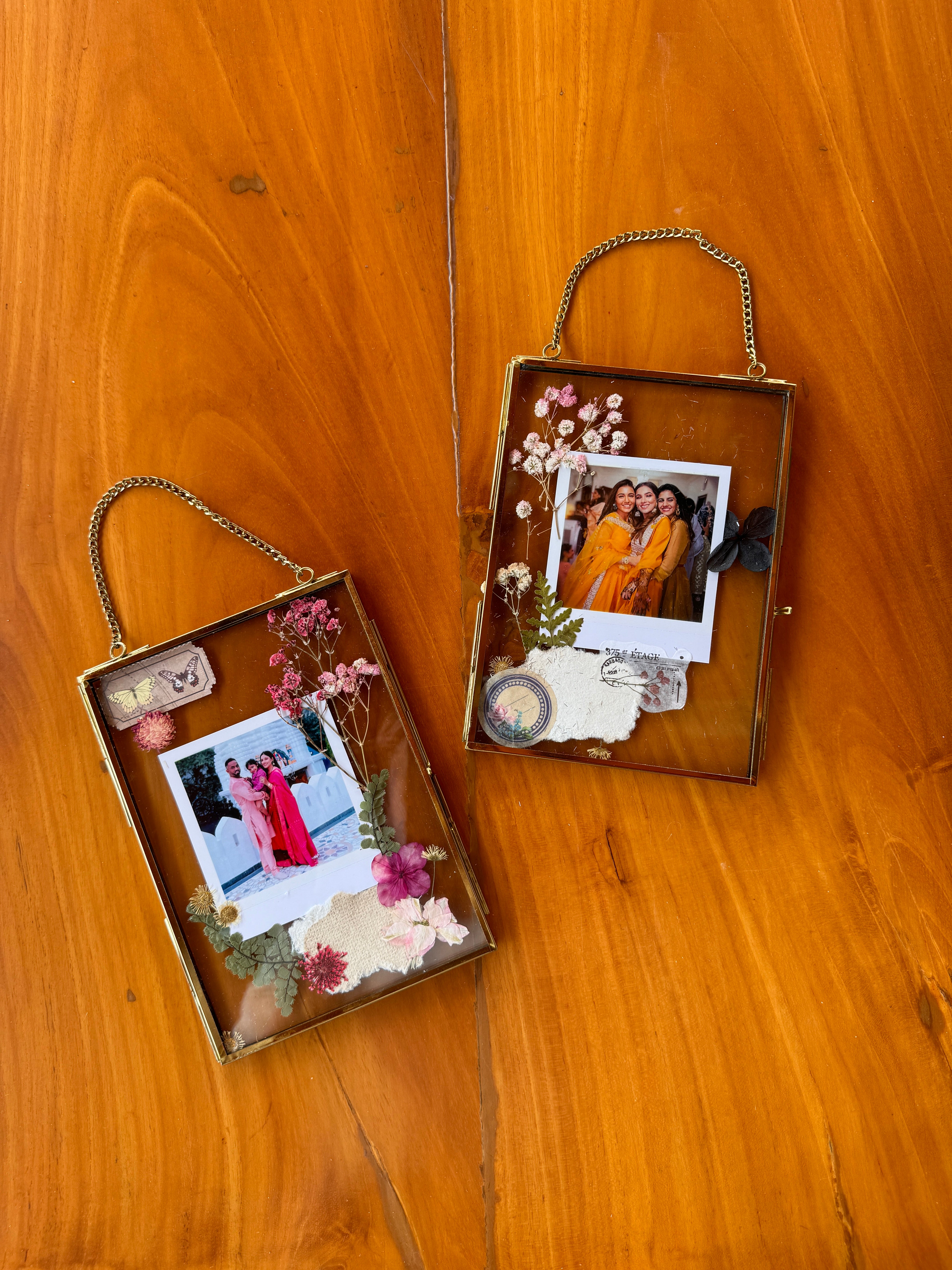 Set of 2 Pressed flower photo frame with photo