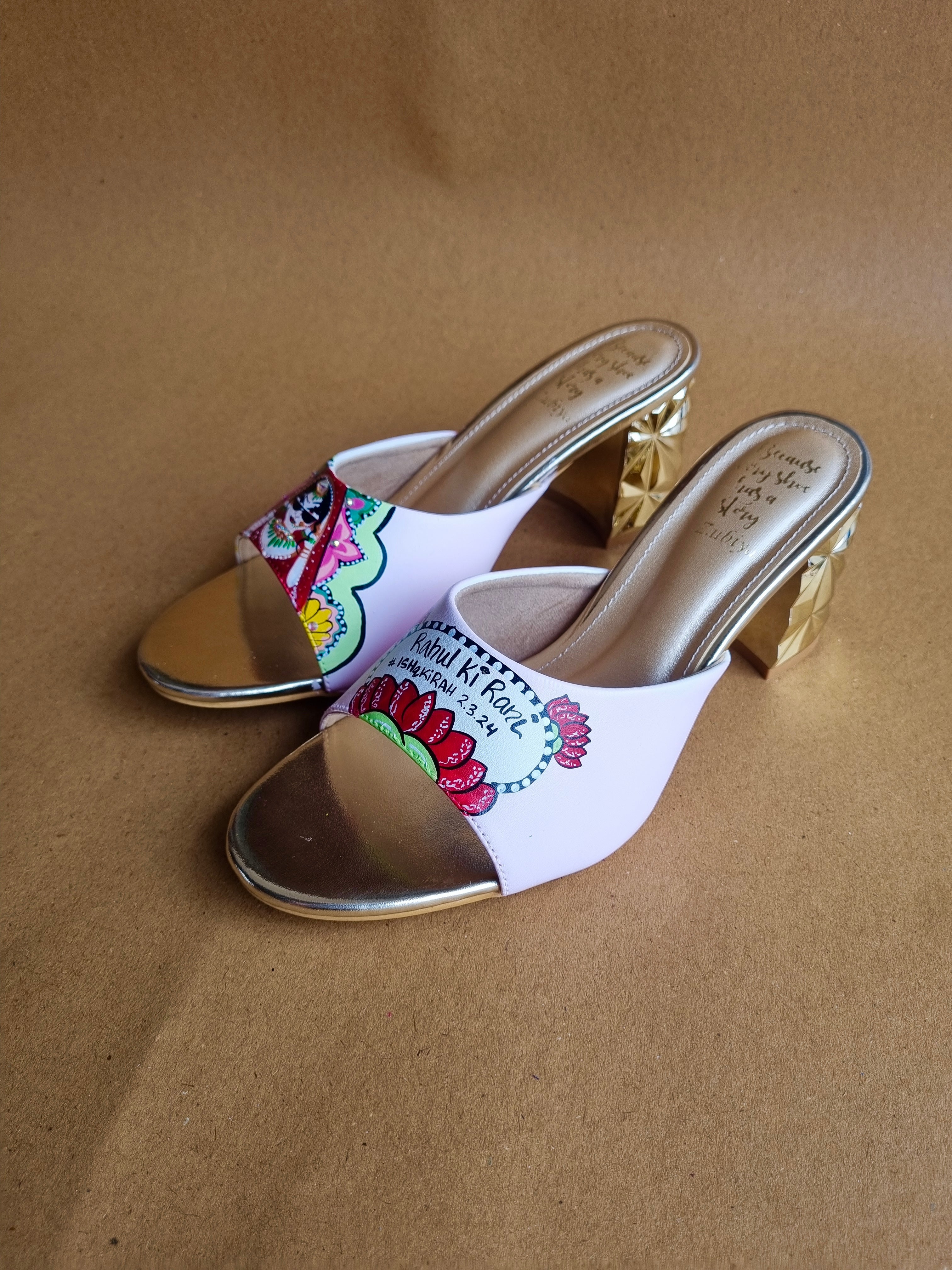 3 inch baby pink swag dulhan heels