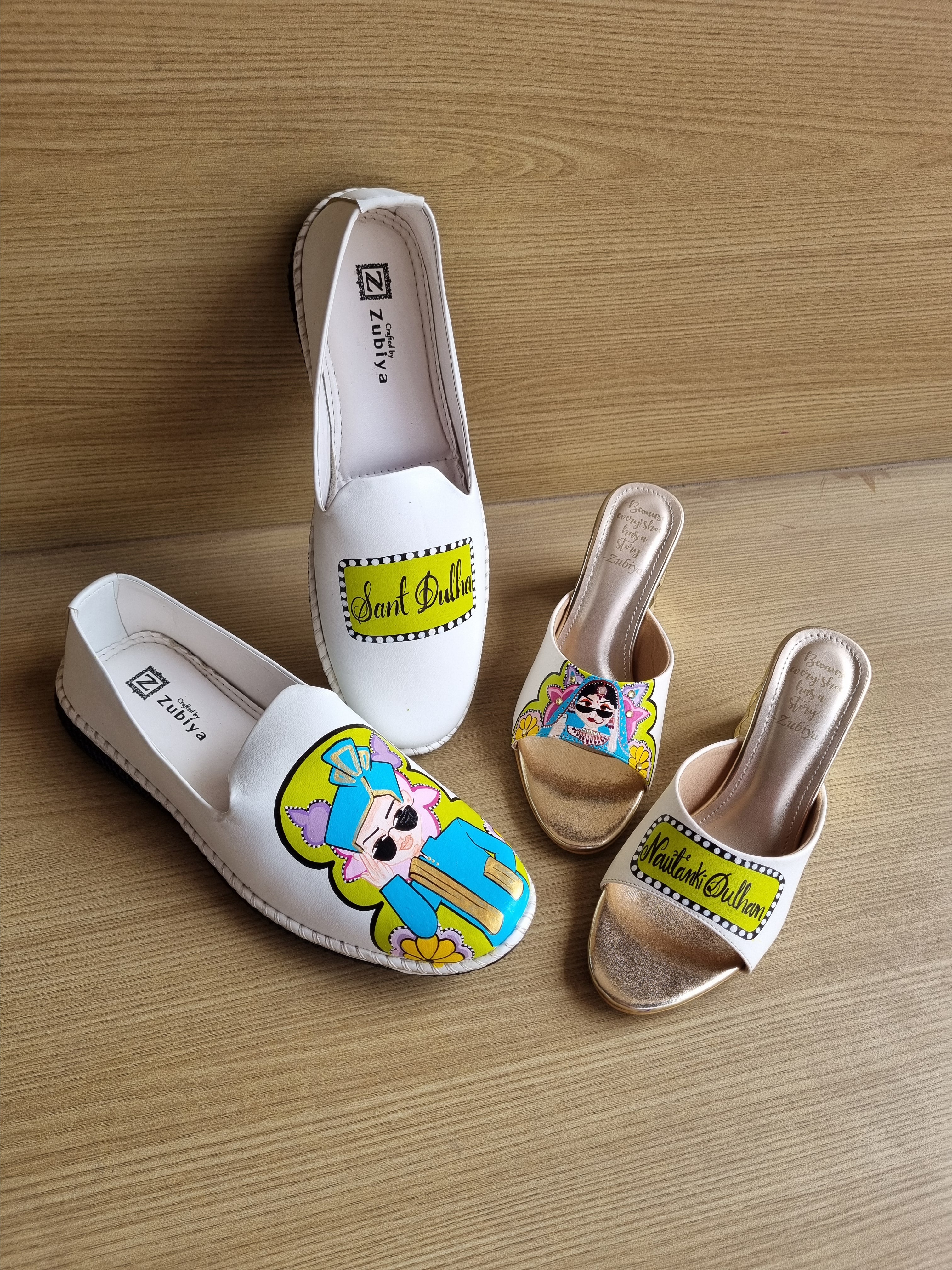 White bright green 3”inch heels- mens mojri swag couple combo