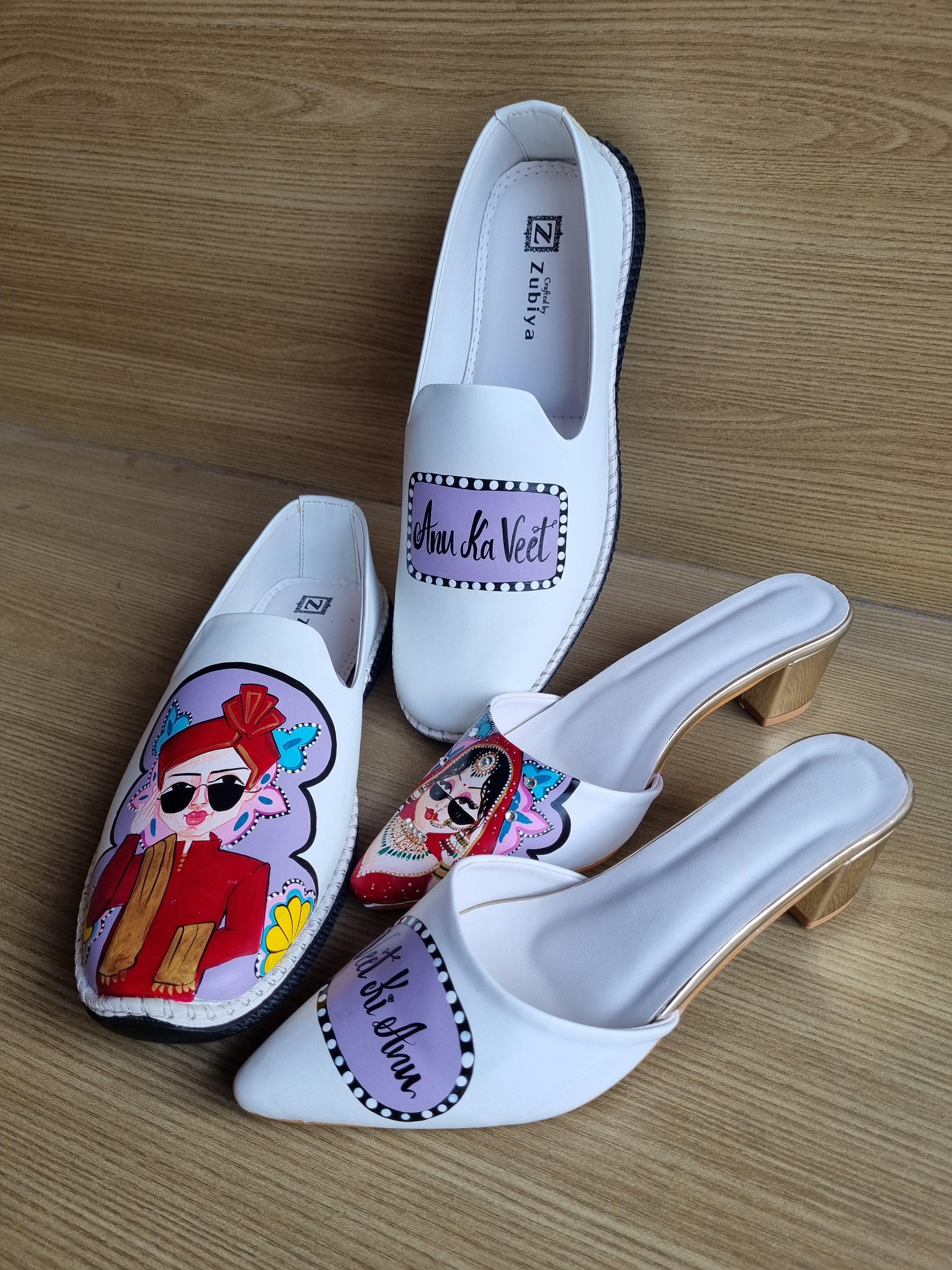 White lilac  men’s Mojris -2 inch mules couple combo