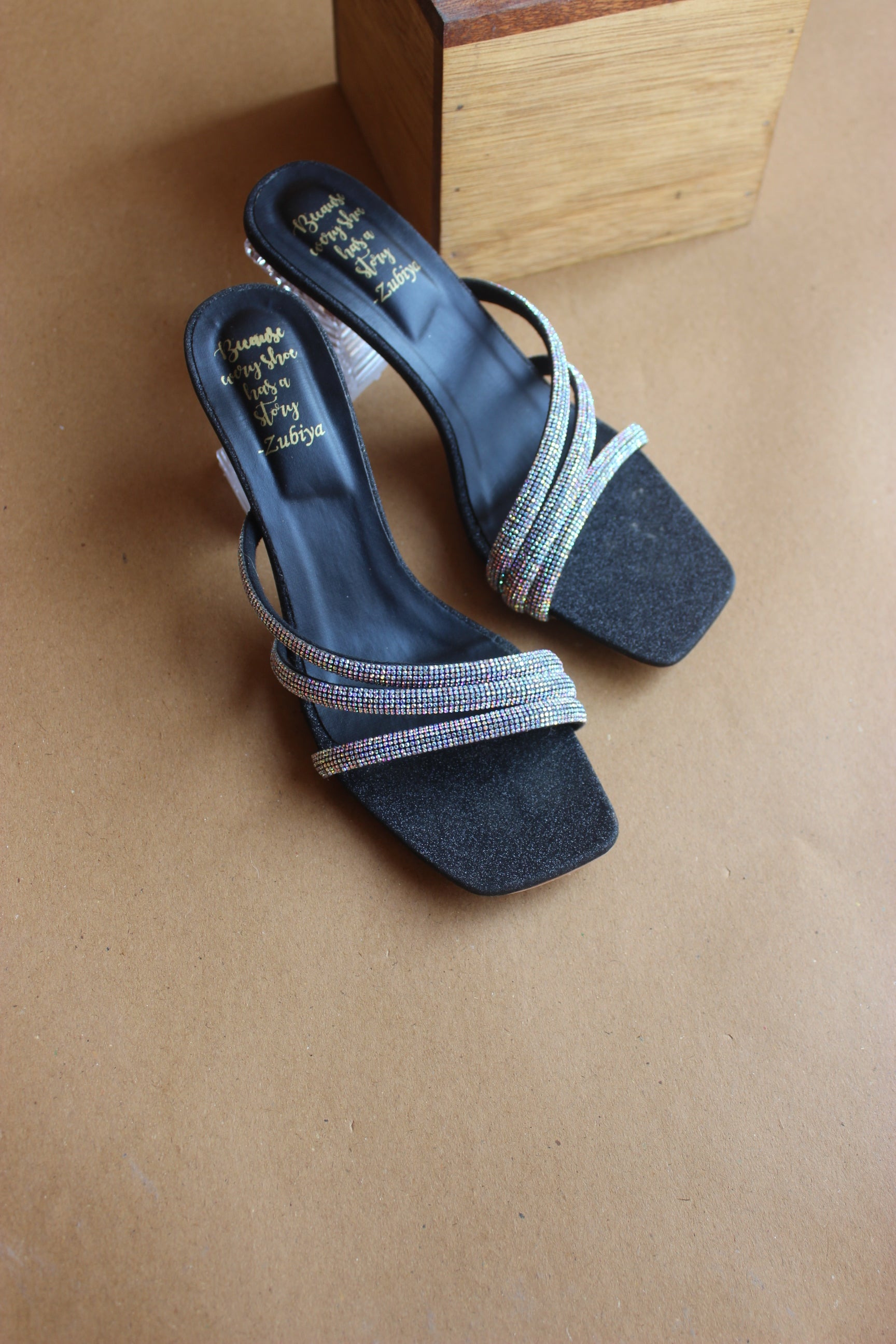 Black sparkle cinderella heels