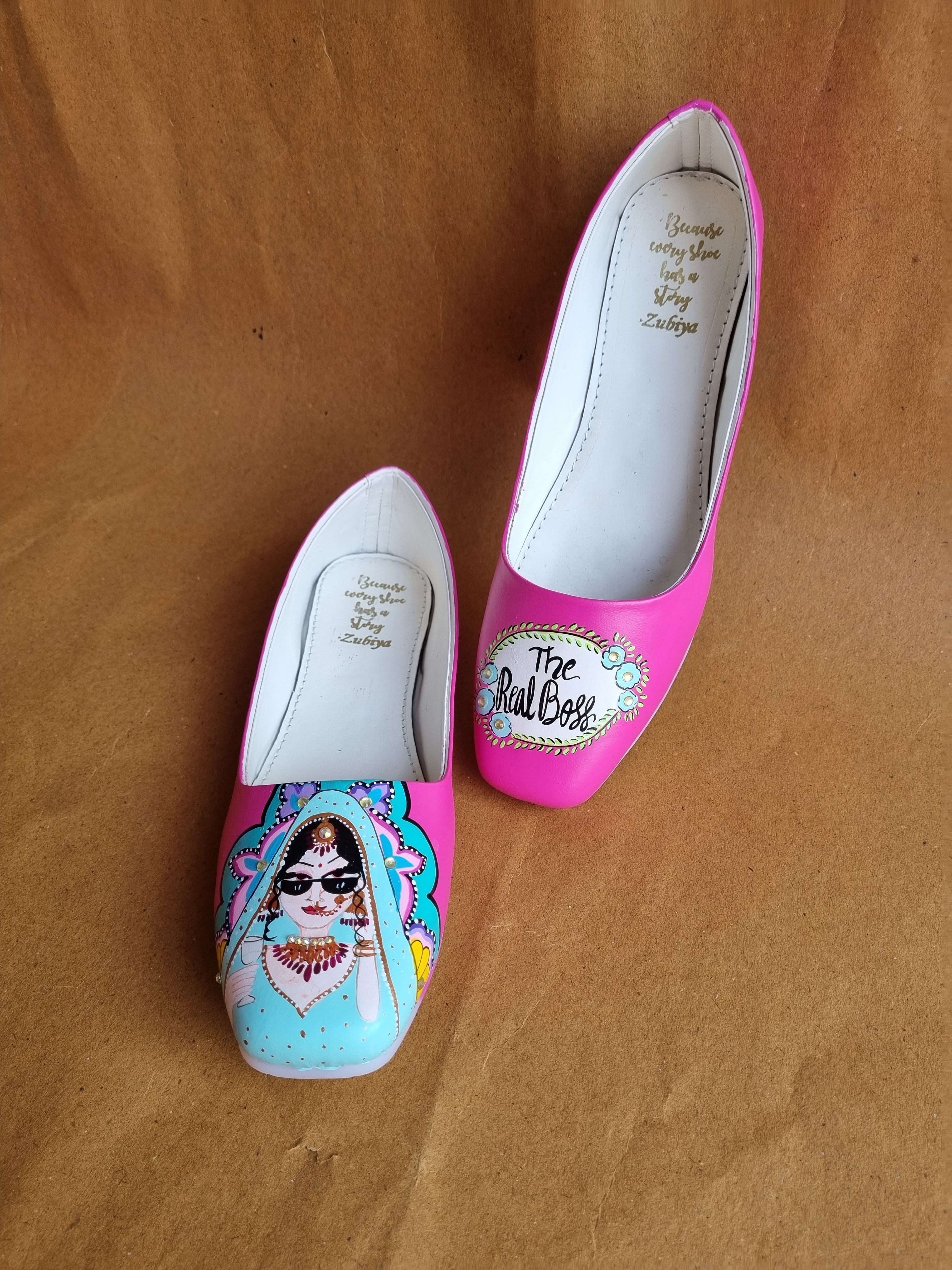 Hot pink swag dulhan round toe juttis