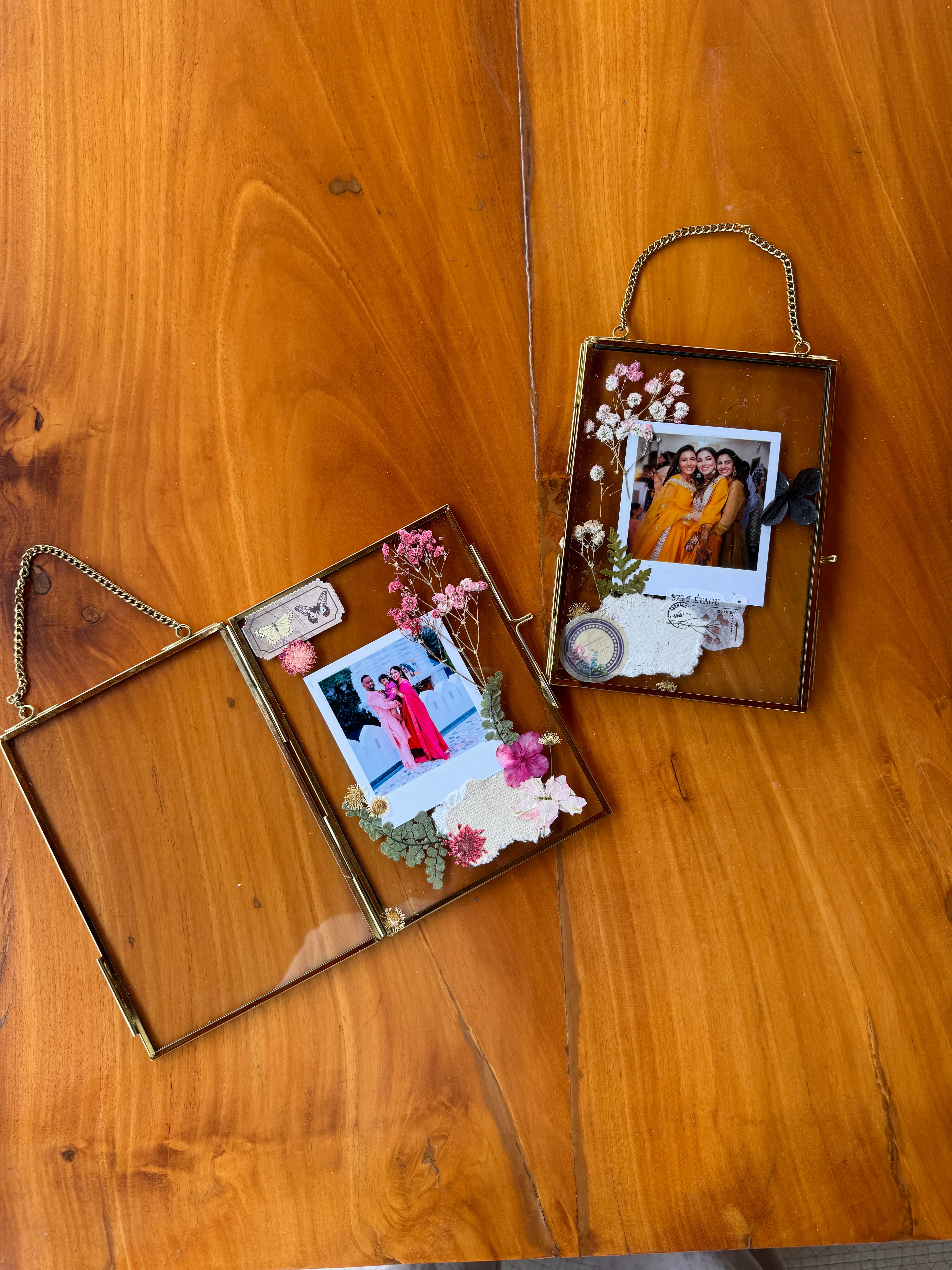 Set of 2 Pressed flower photo frame with photo