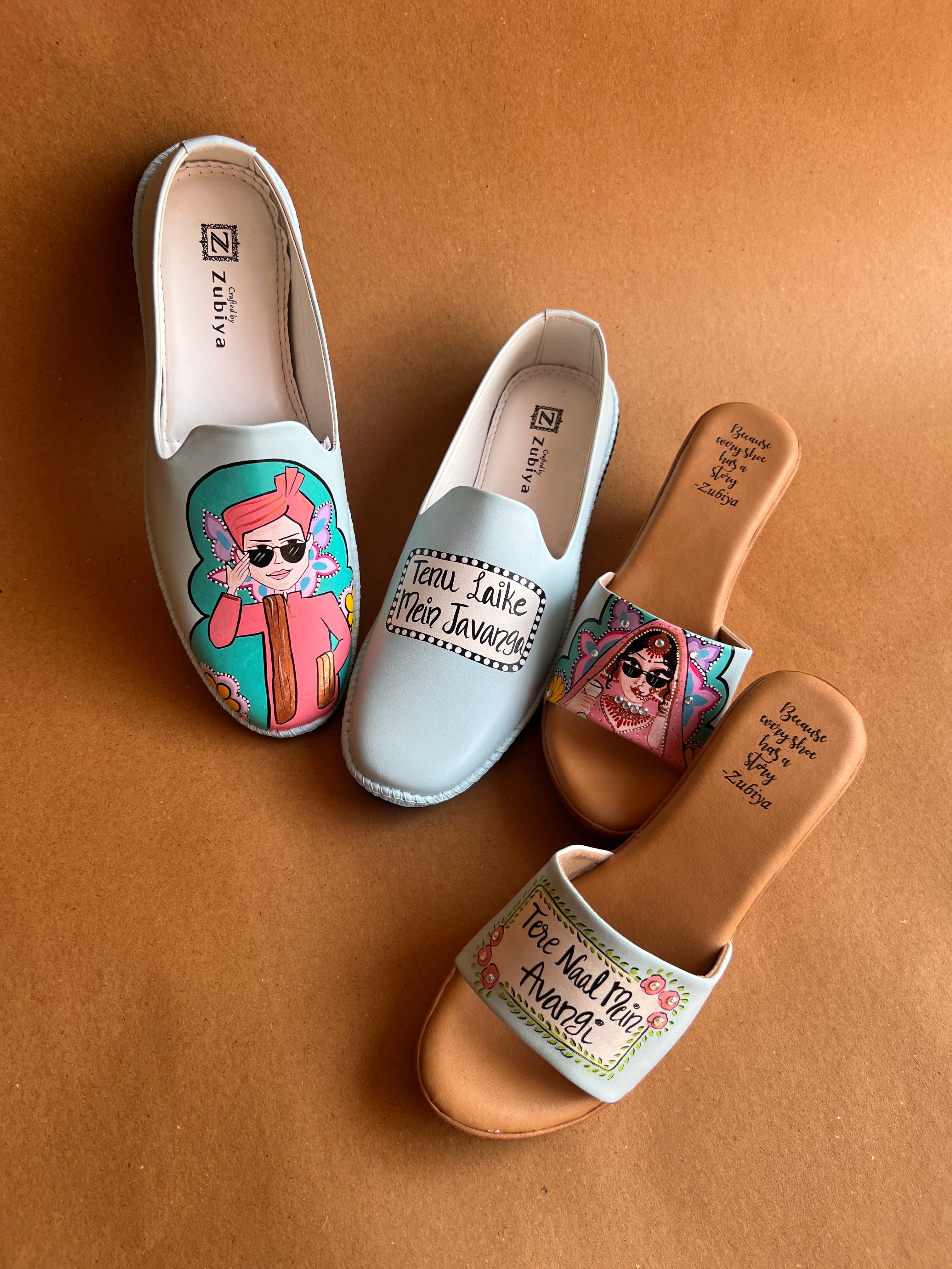 Powder blue men’s Mojris - 3.5 inch wedges couple combo